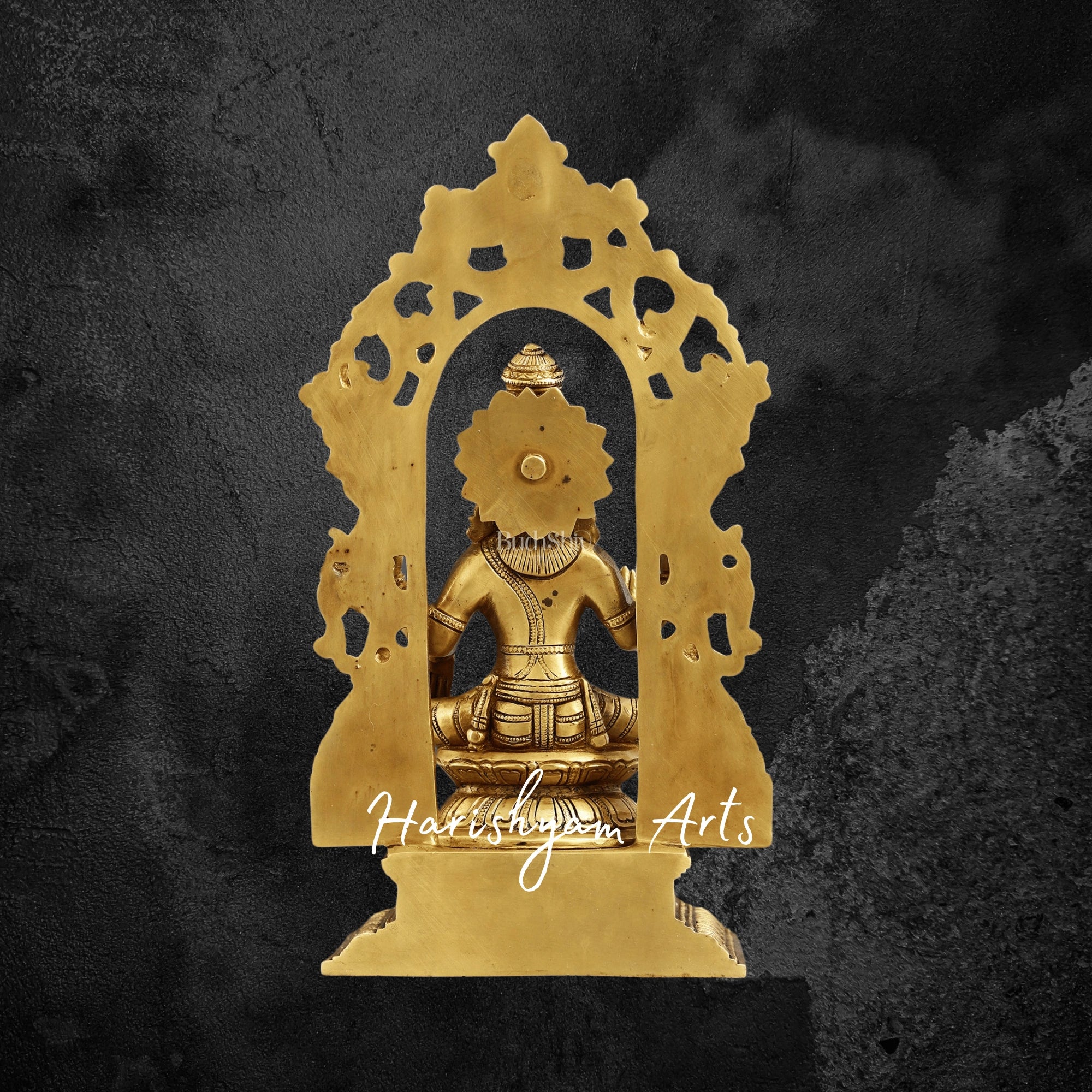 12" Superfine Brass Goddess Lakshmi Idol with Ornate Frame Design