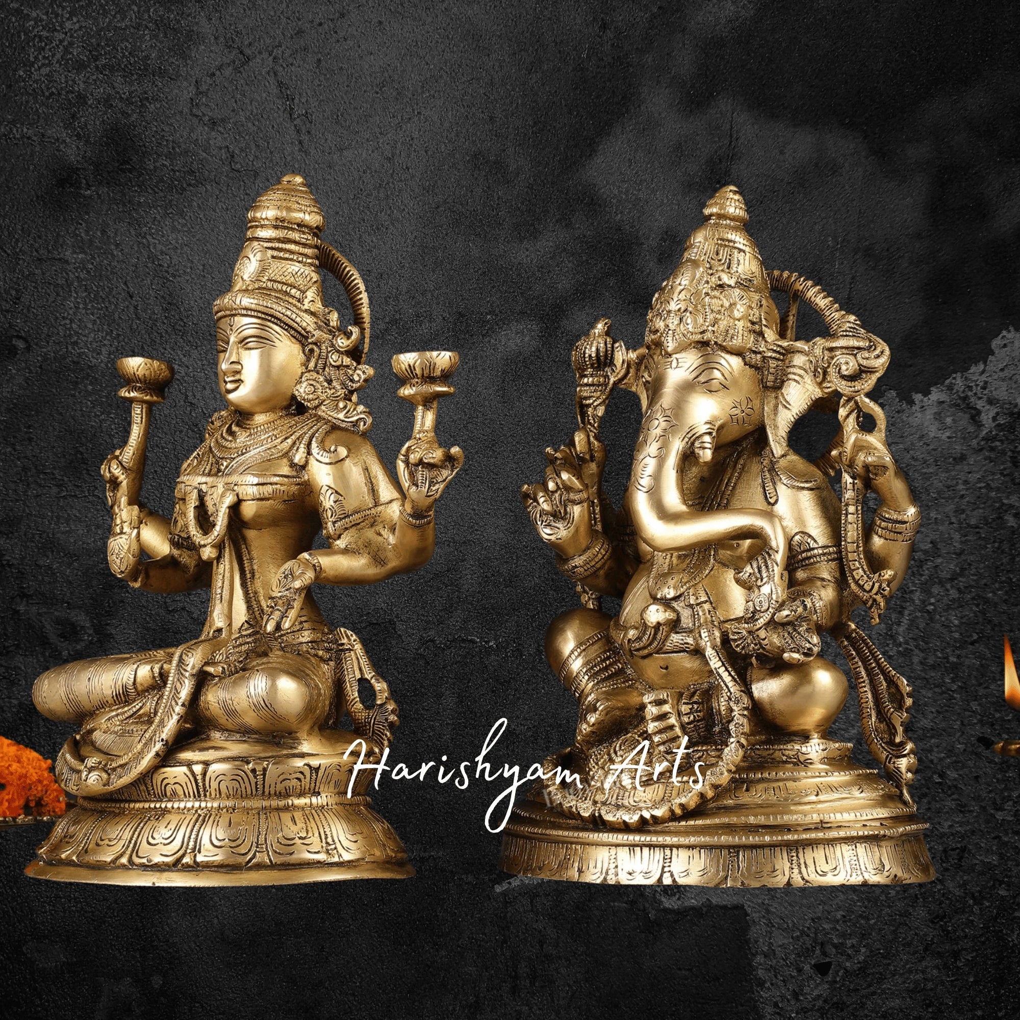 10" Brass Laxmi Ganesh Idol for Gift and Festive Occasions4
