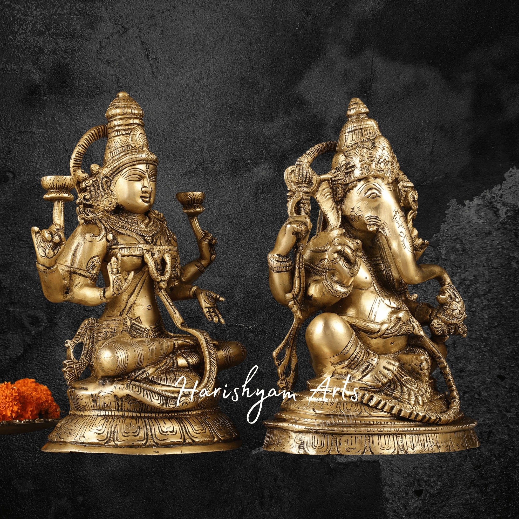 10" Brass Laxmi Ganesh Idol for Gift and Festive Occasions6