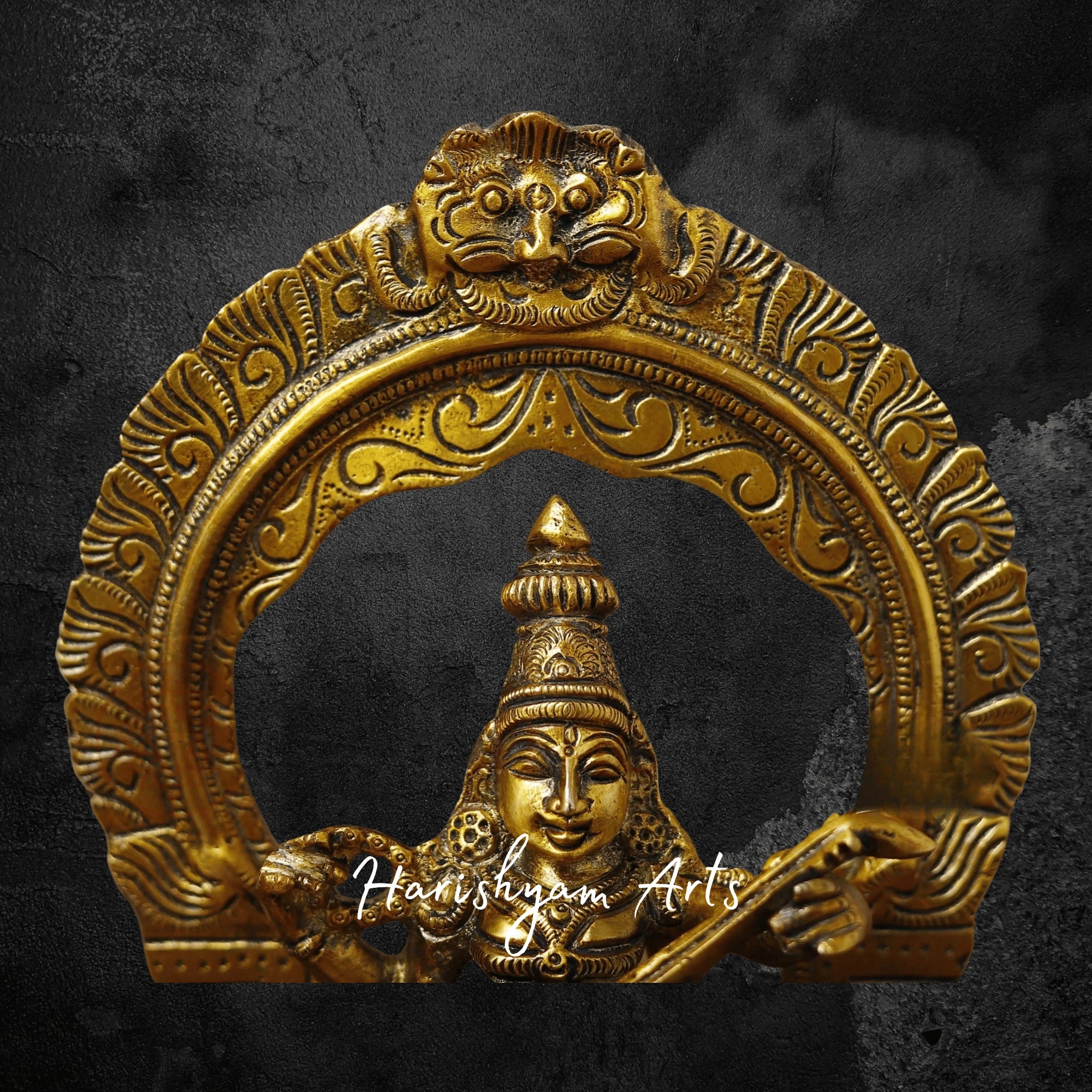 10" Brass Saraswati Statue The Celestial Veena Player for Devotional Spaces