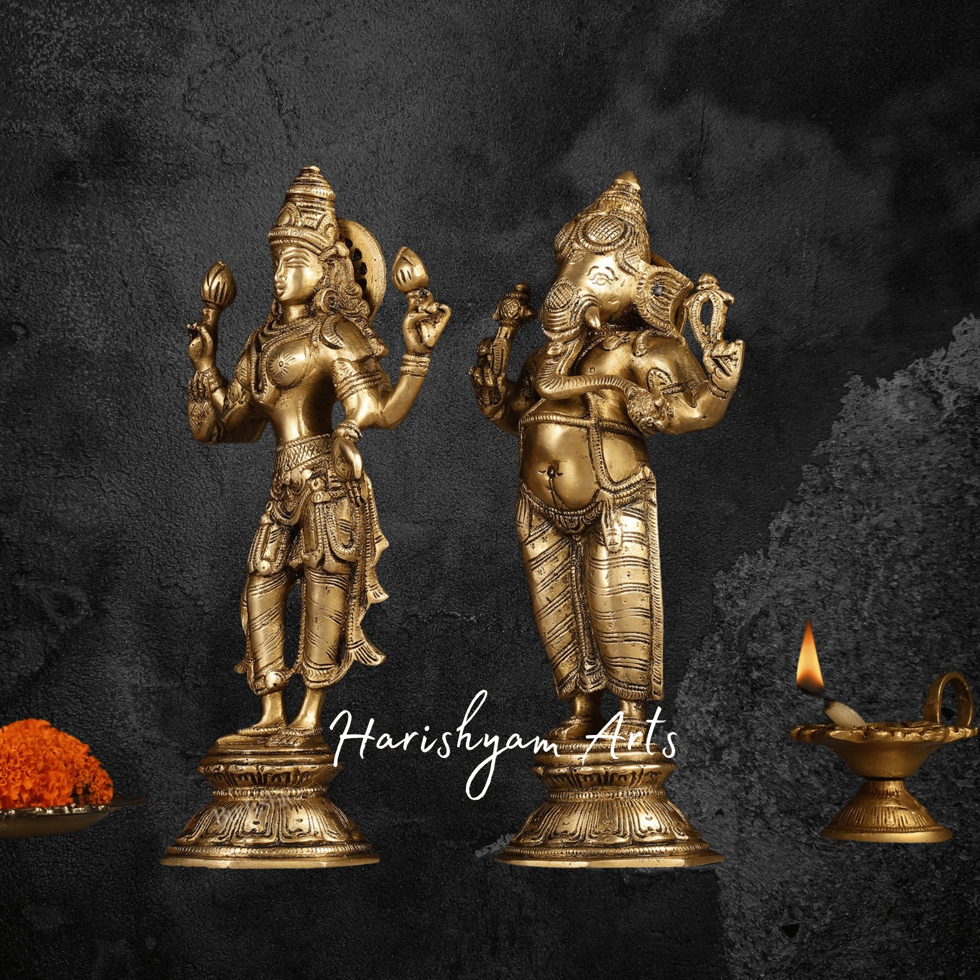 10" Divine Brass Laxmi Ganesh Idol for Spiritual Harmony1