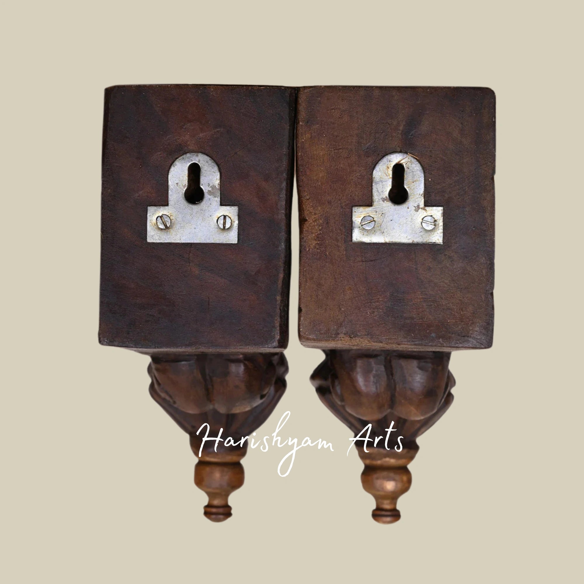 10" Handcrafted Wooden Floral Design Wall Brackets