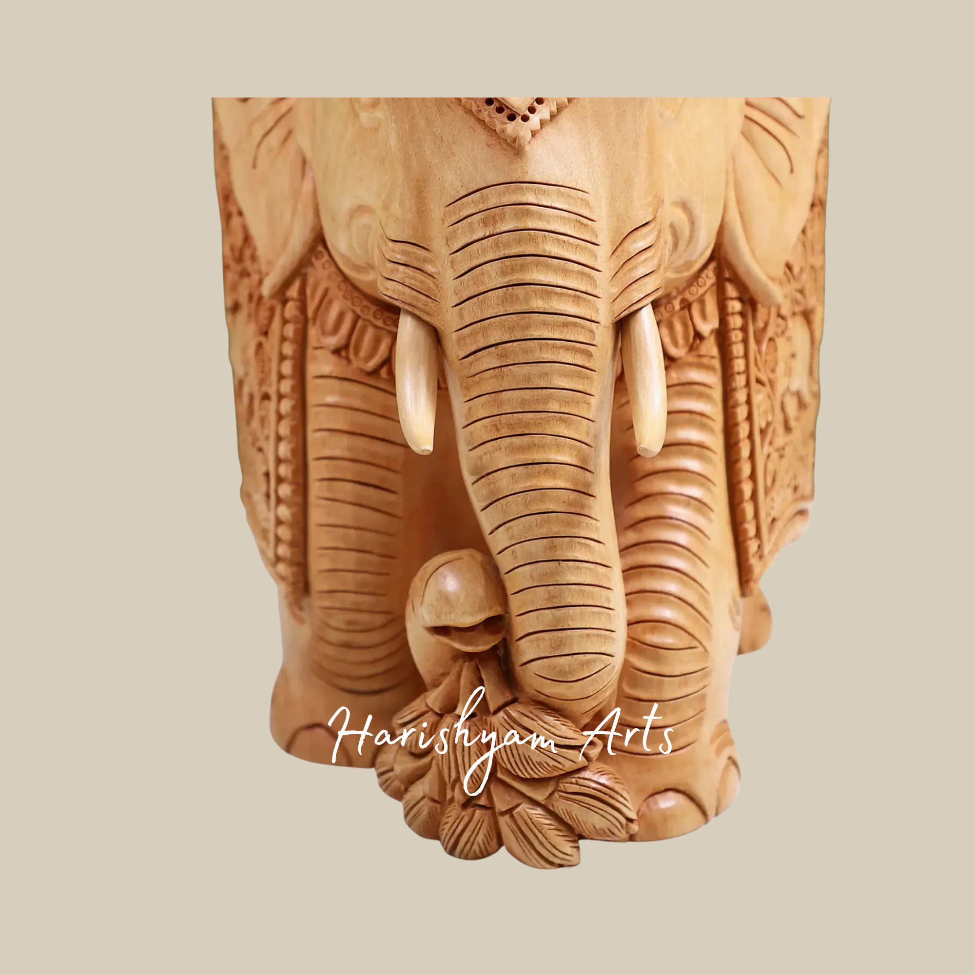 10" Intricately Carved Decorative Wooden Elephant for Interior Styling