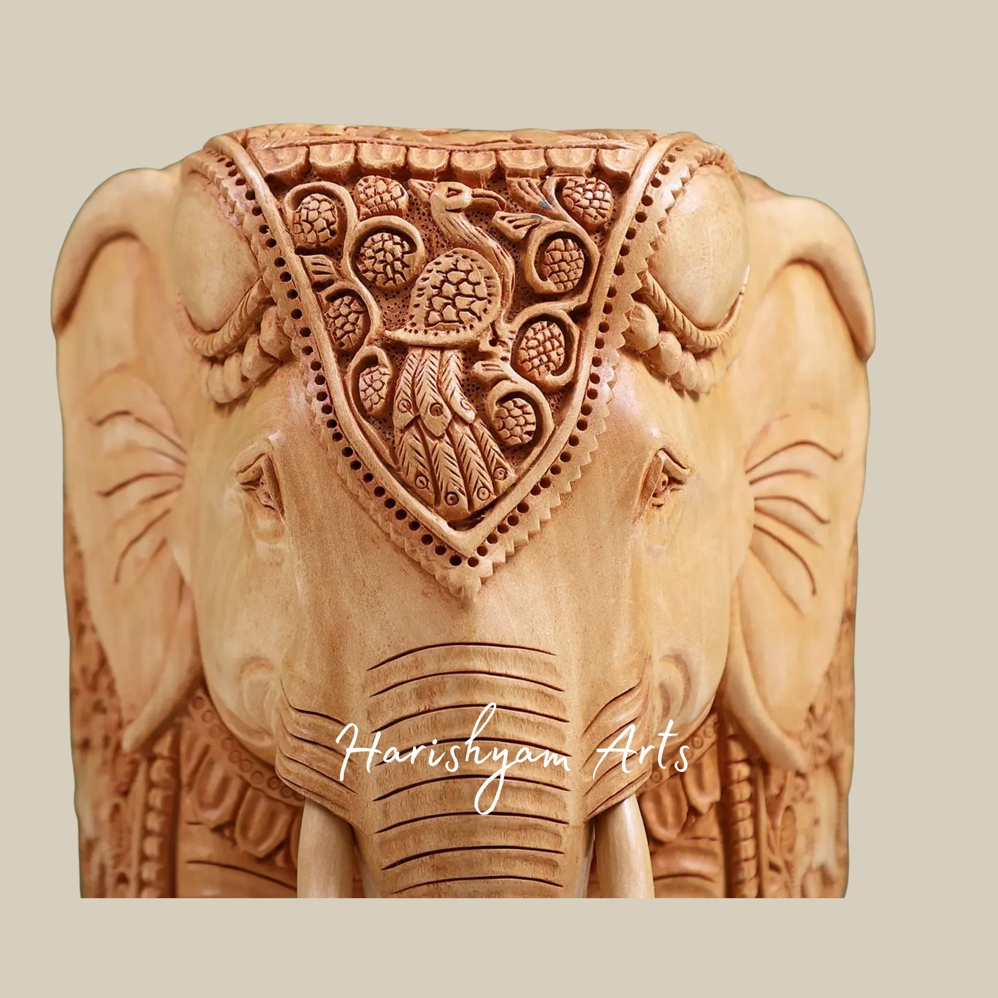 10" Intricately Carved Decorative Wooden Elephant for Interior Styling