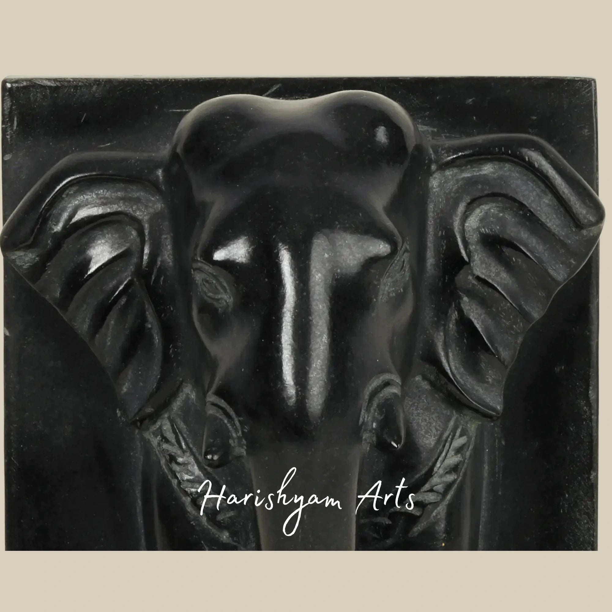 10" Luxury Black Marble Elephant Sculpture Hand Carved Home Decor