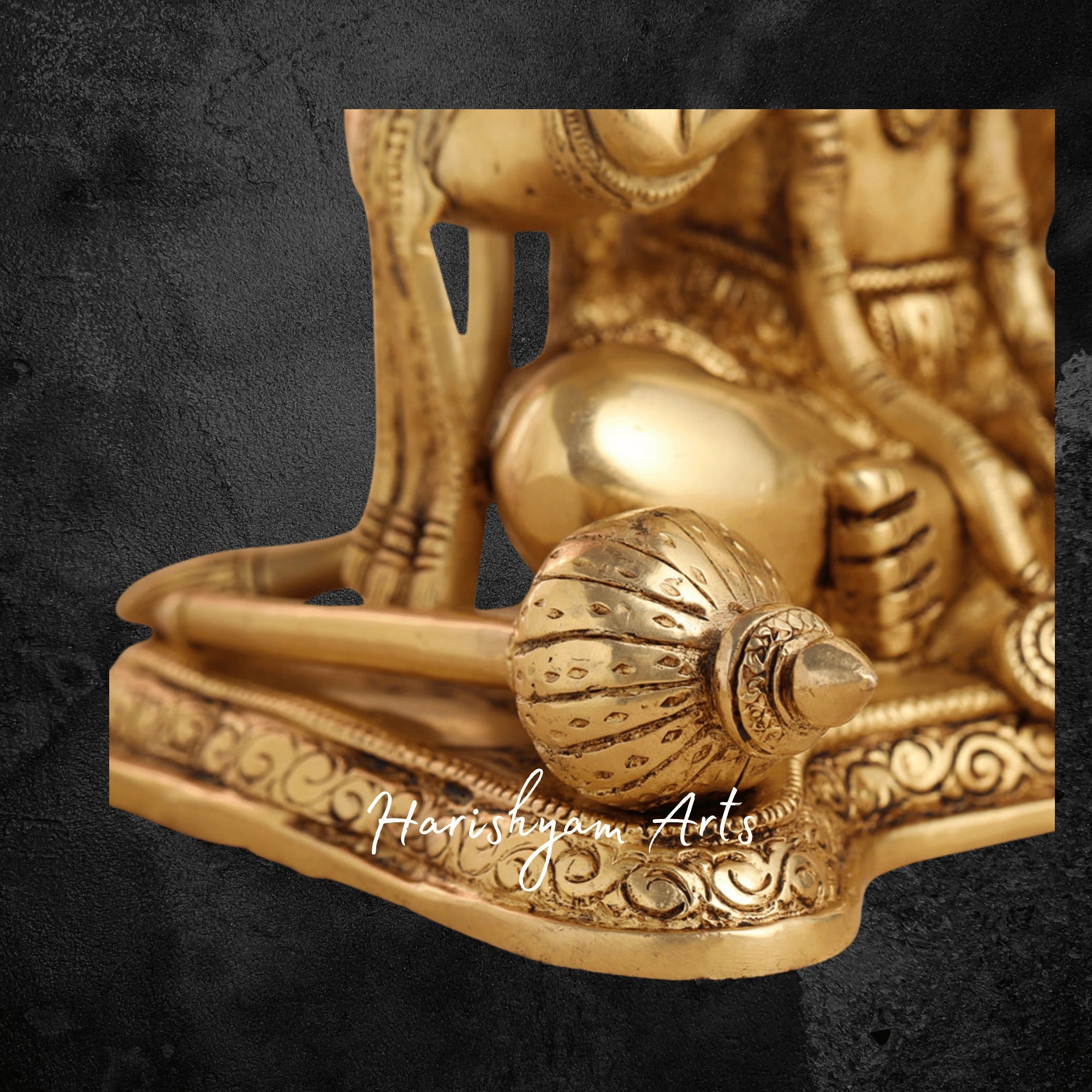 10" Pure Brass Hanuman Statue in Sitting Posture for Home and Temple Worship