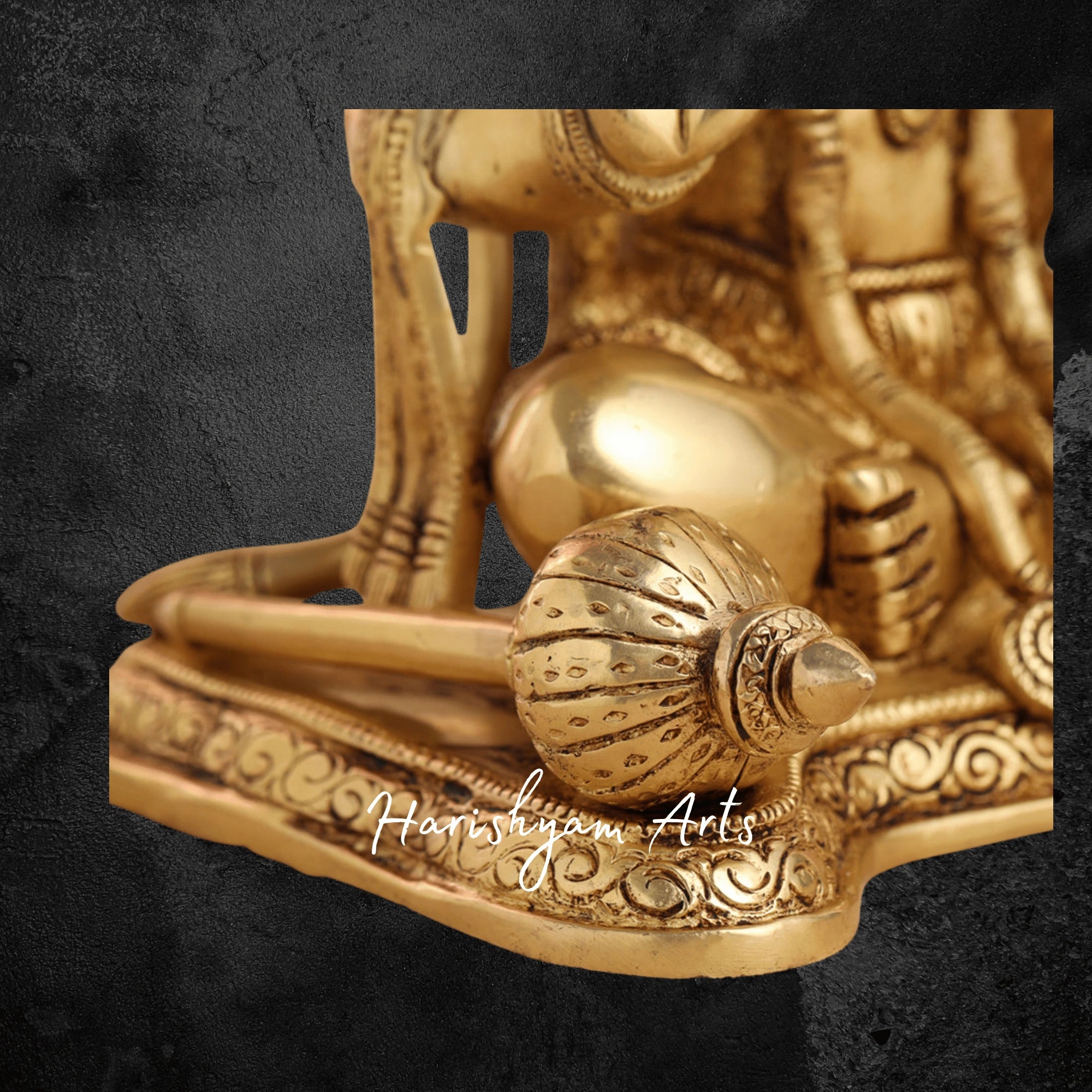 10" Pure Brass Hanuman Statue in Sitting Posture for Home and Temple Worship