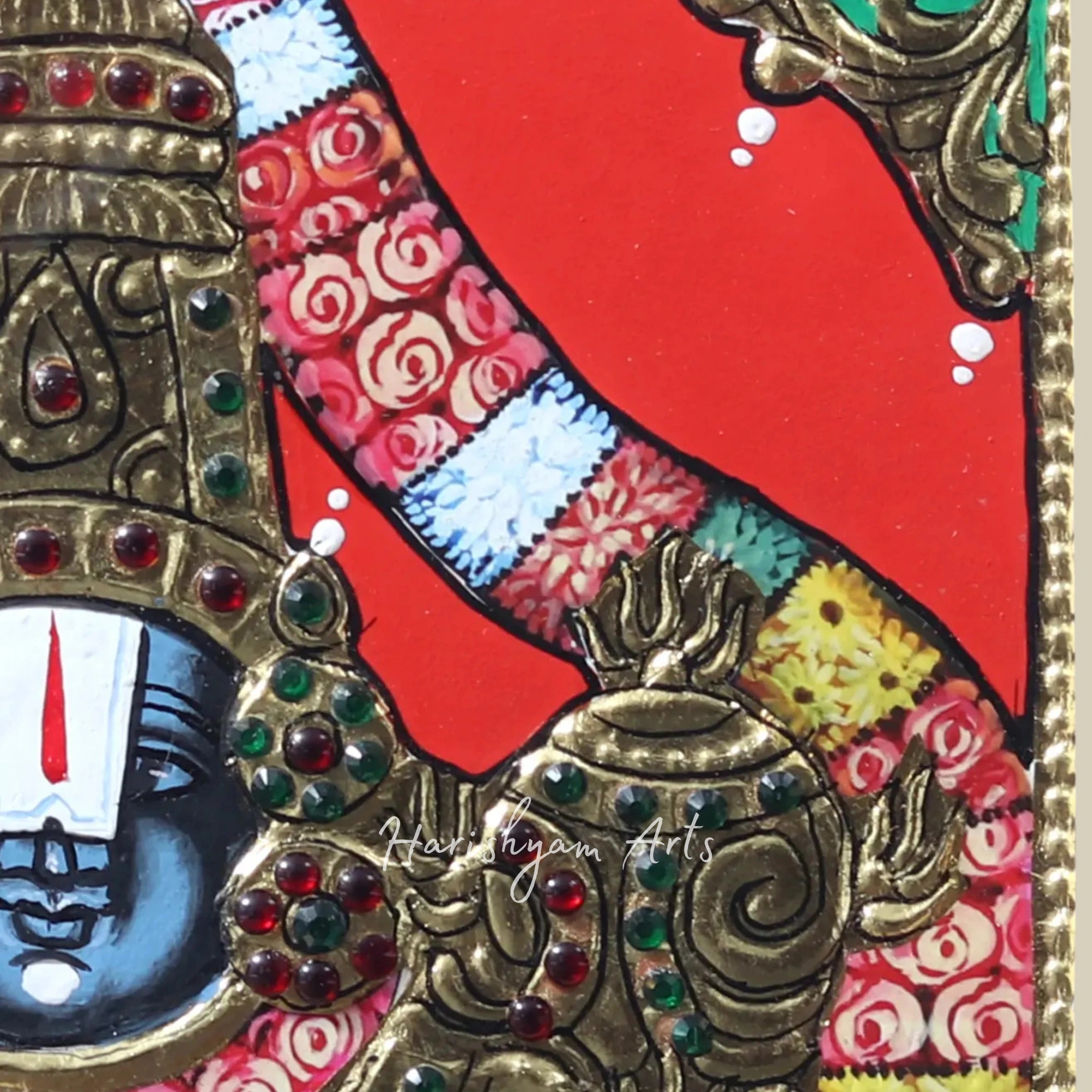 10" Sacred Tirupati Balaji Venkateshvara Tanjore Painting for Temple Décor