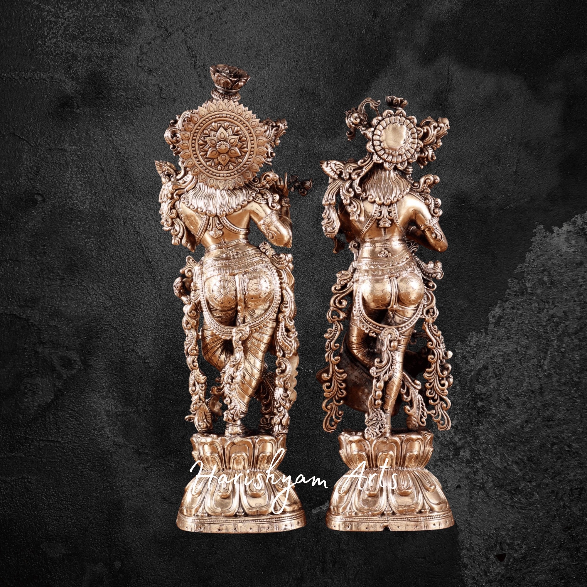 10" Superfine Radha Krishna Idol Set in Brass for Pooja Room