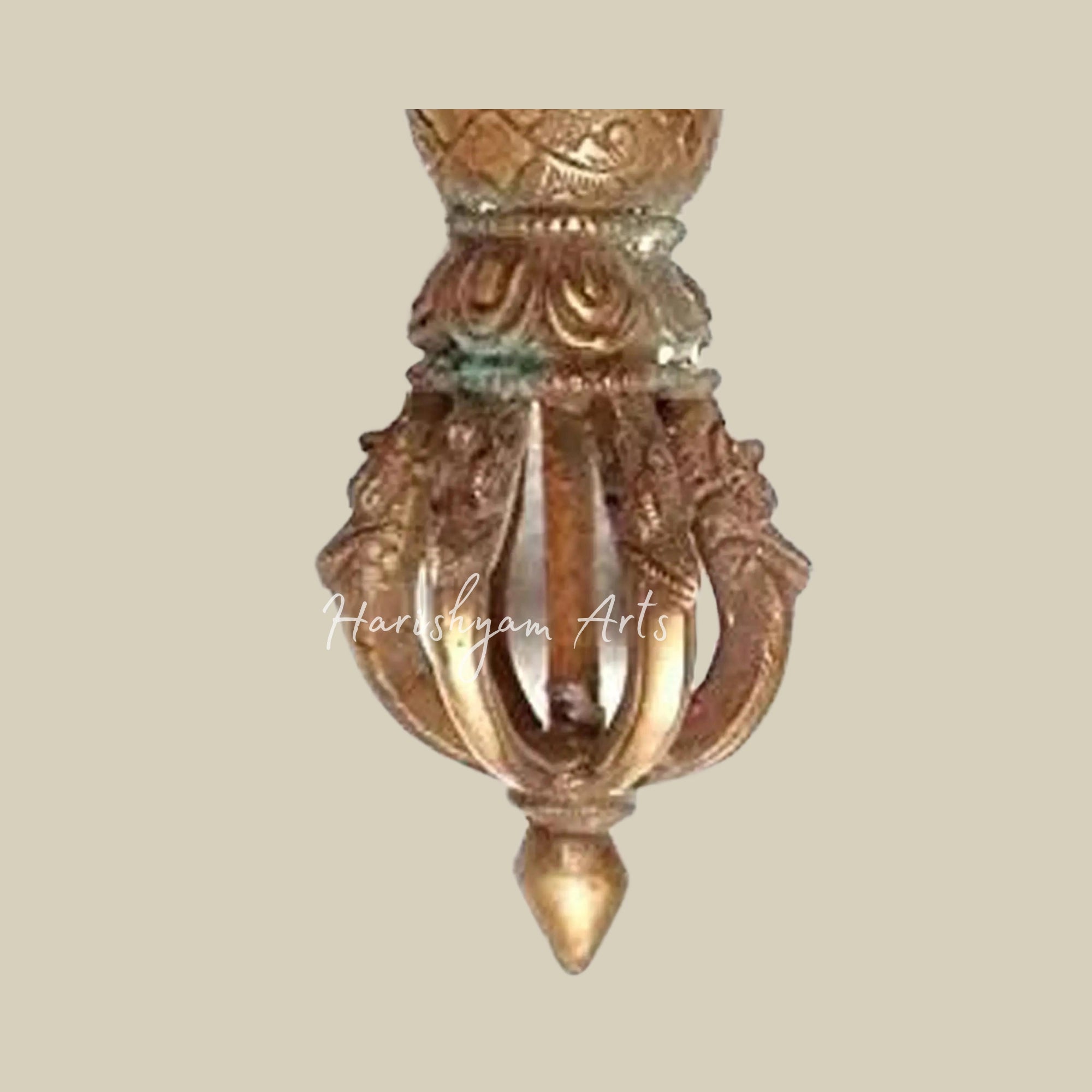 10" Antiquated Tibetan Buddhist Seven-Pronged Vajra in Brass2
