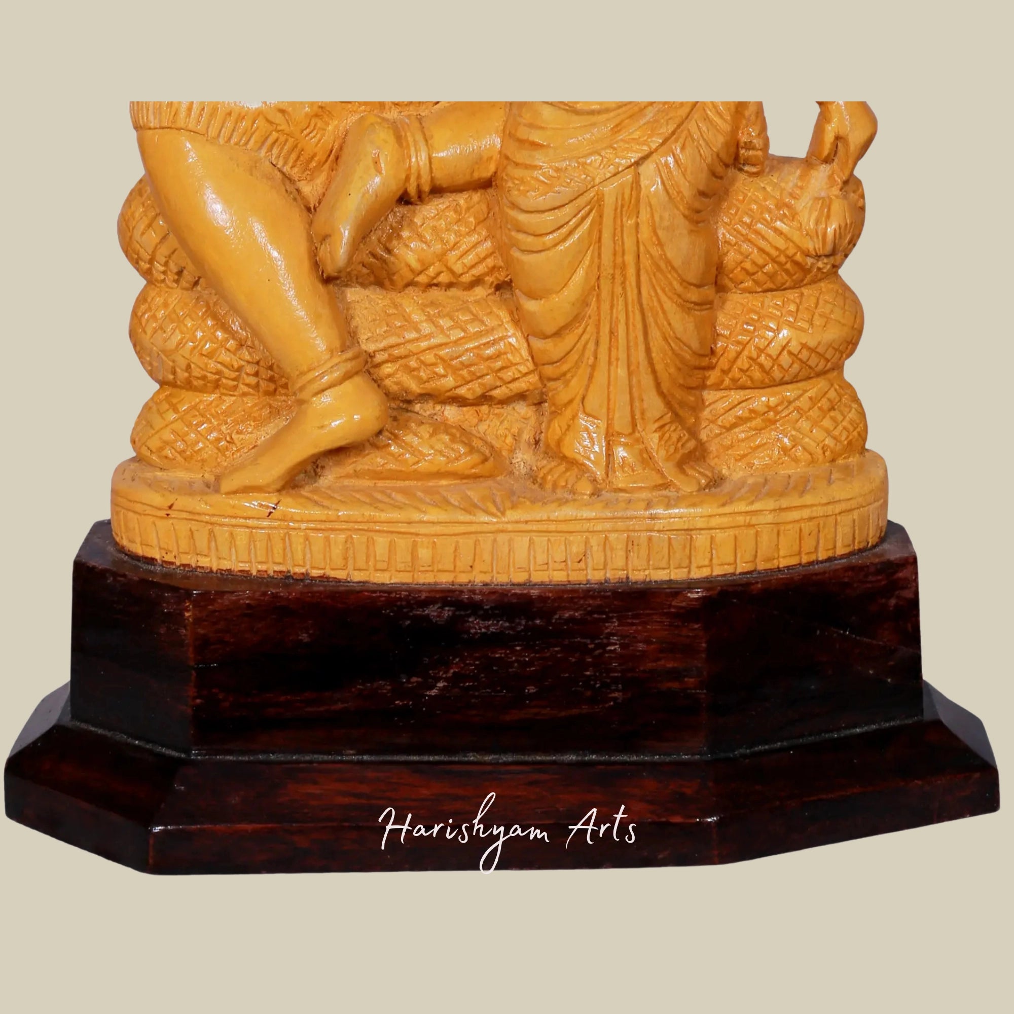 10" Siva Parvati Wooden Statue Seated on Snake Throne Handcrafted Wooden Idol for Home3