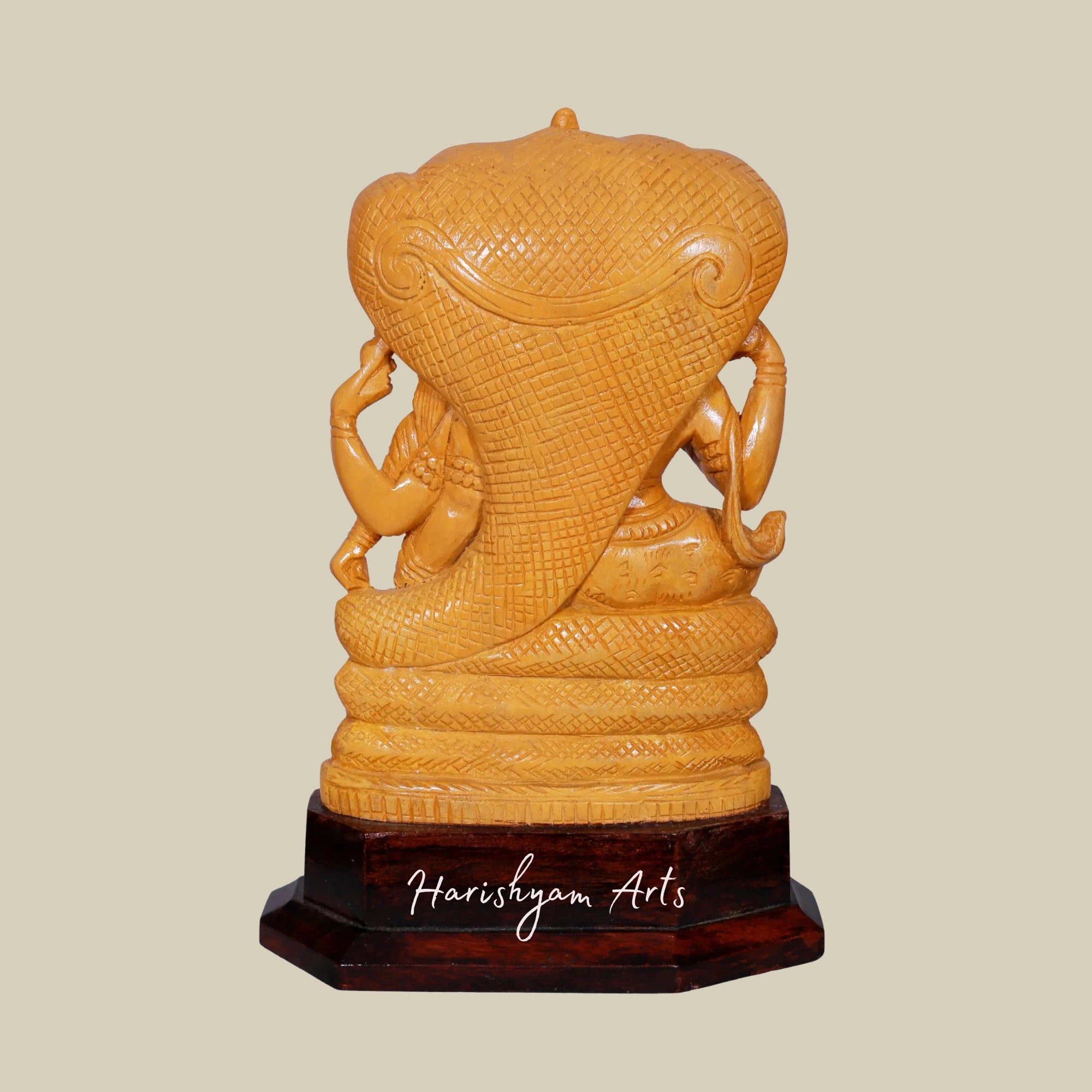 10" Siva Parvati Wooden Statue Seated on Snake Throne Handcrafted Wooden Idol for Home6