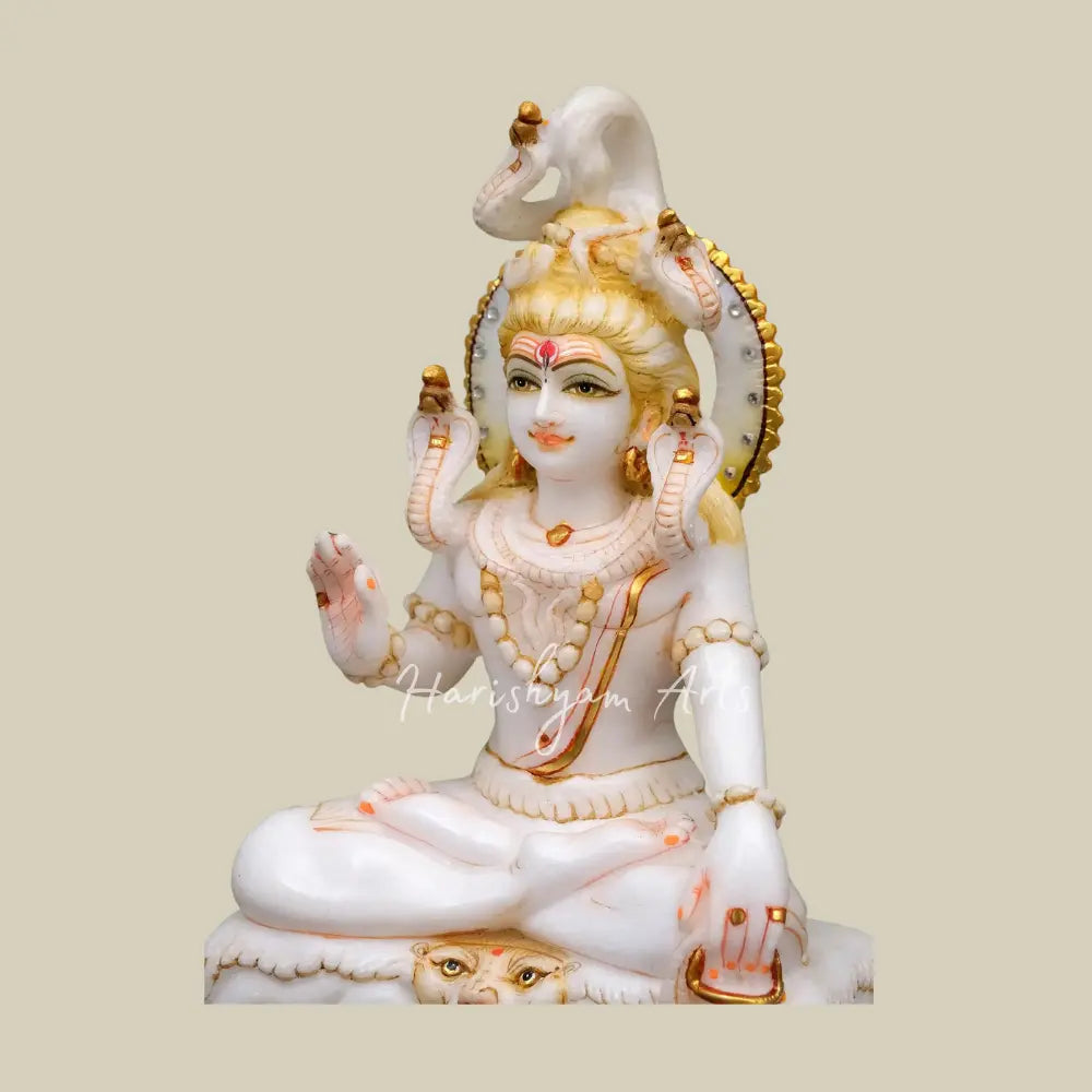 10" Mahadeva Shiva in Ashirwad Mudra Marble Statue