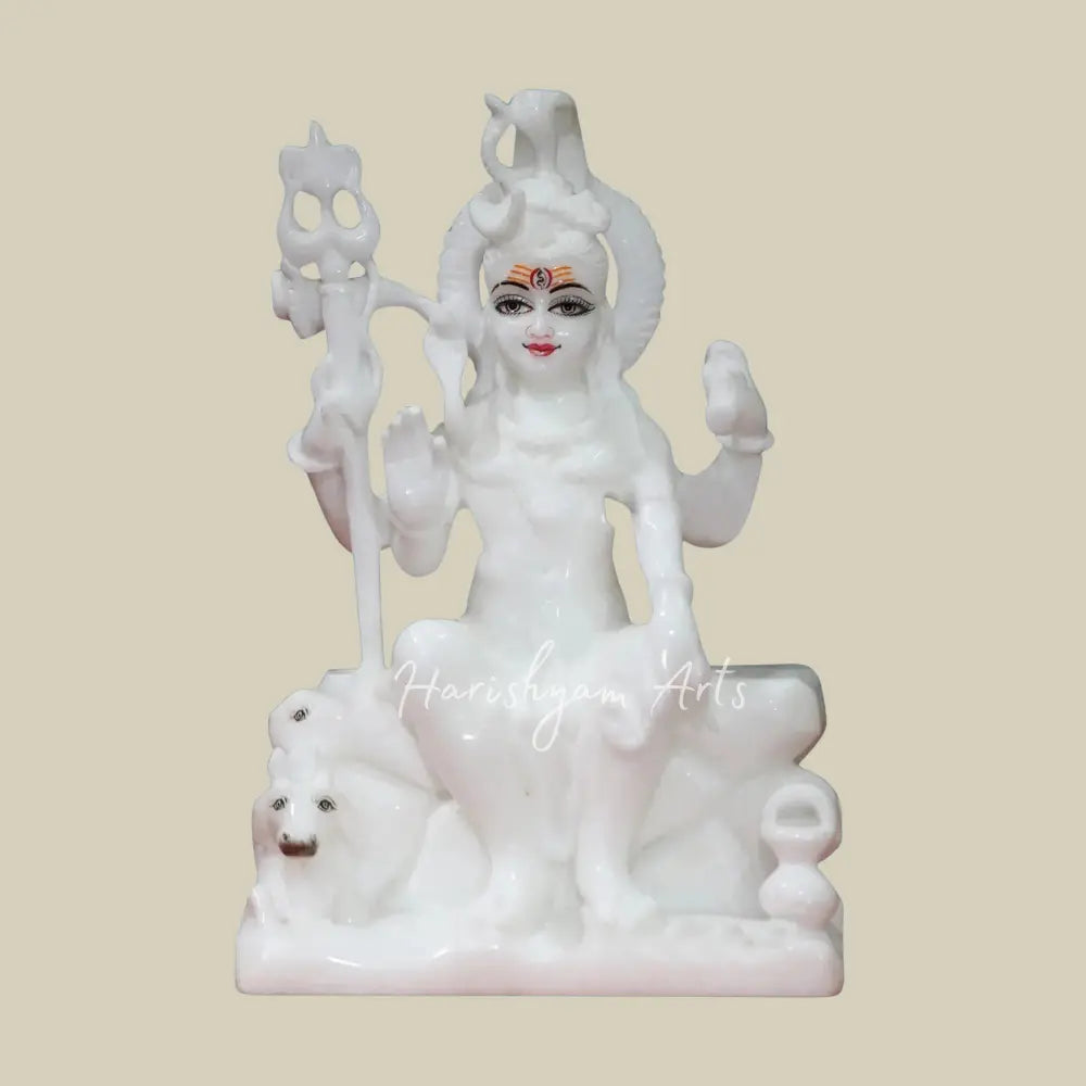 10" Pure White Statue Of Lord Shiva