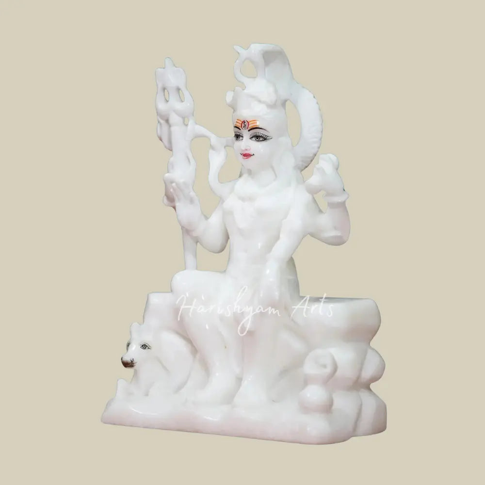 10" Pure White Statue Of Lord Shiva