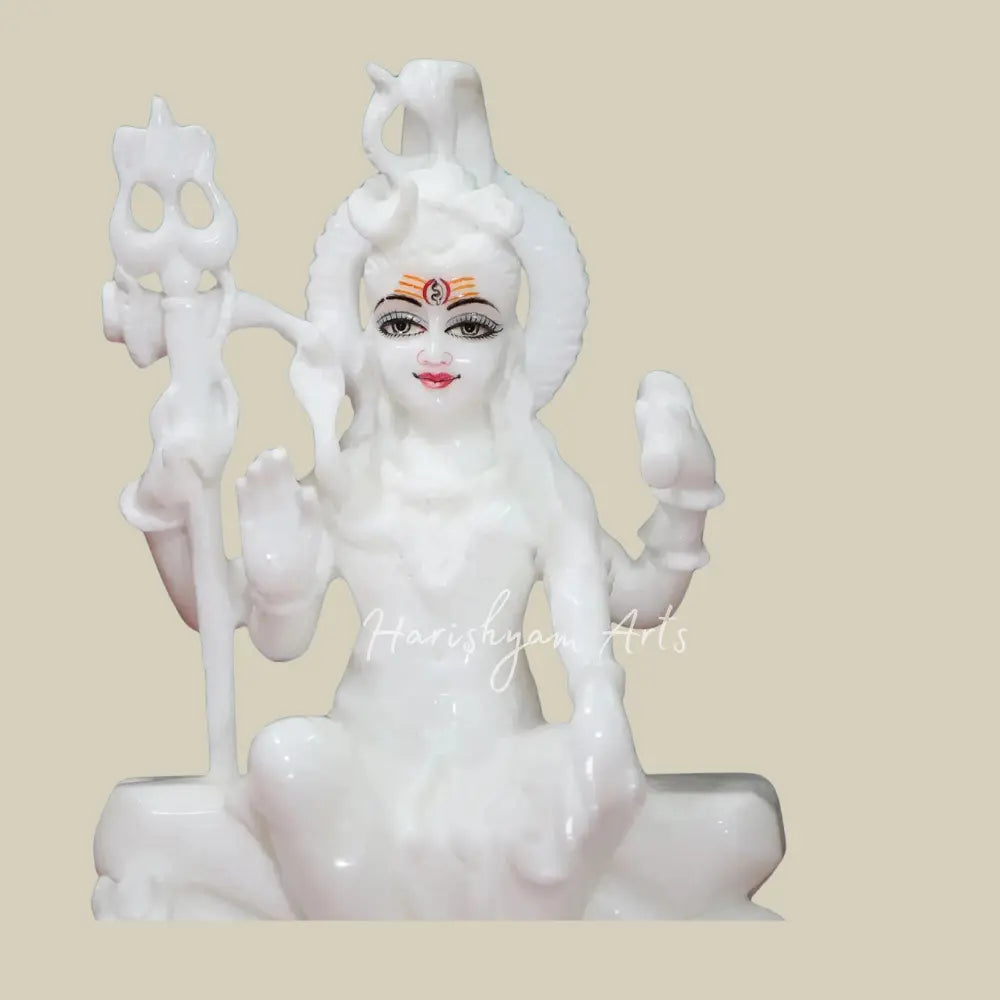 10" Pure White Statue Of Lord Shiva