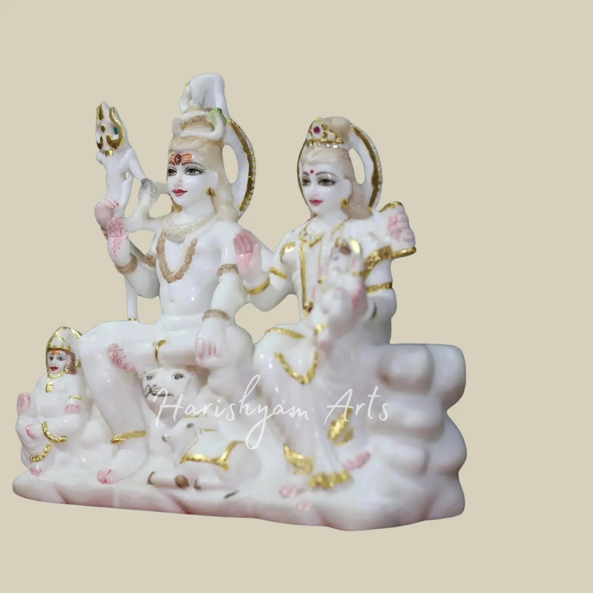 10 inches marble shiv parivar deity
