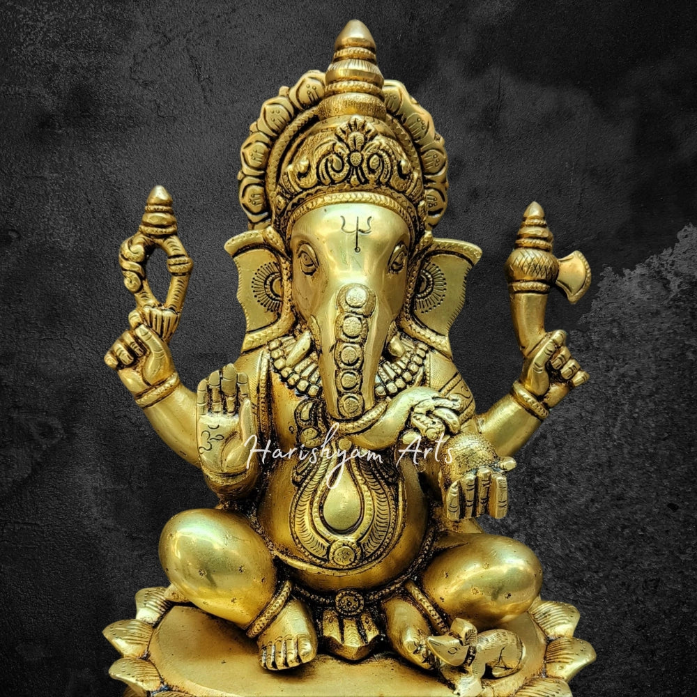 11.5" Brass Lord Ganesha Statue