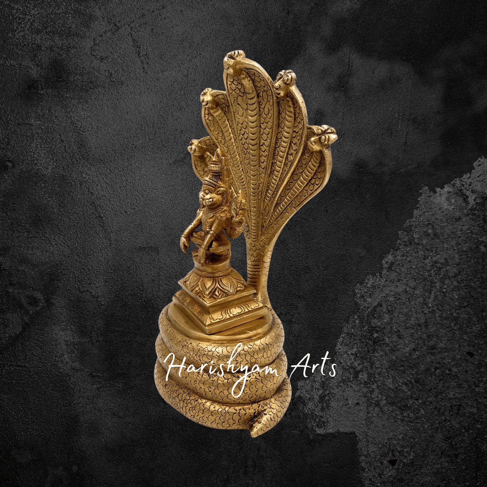 11" Antique Finish Brass Narasimha Swamy Statue for Mandir Use4