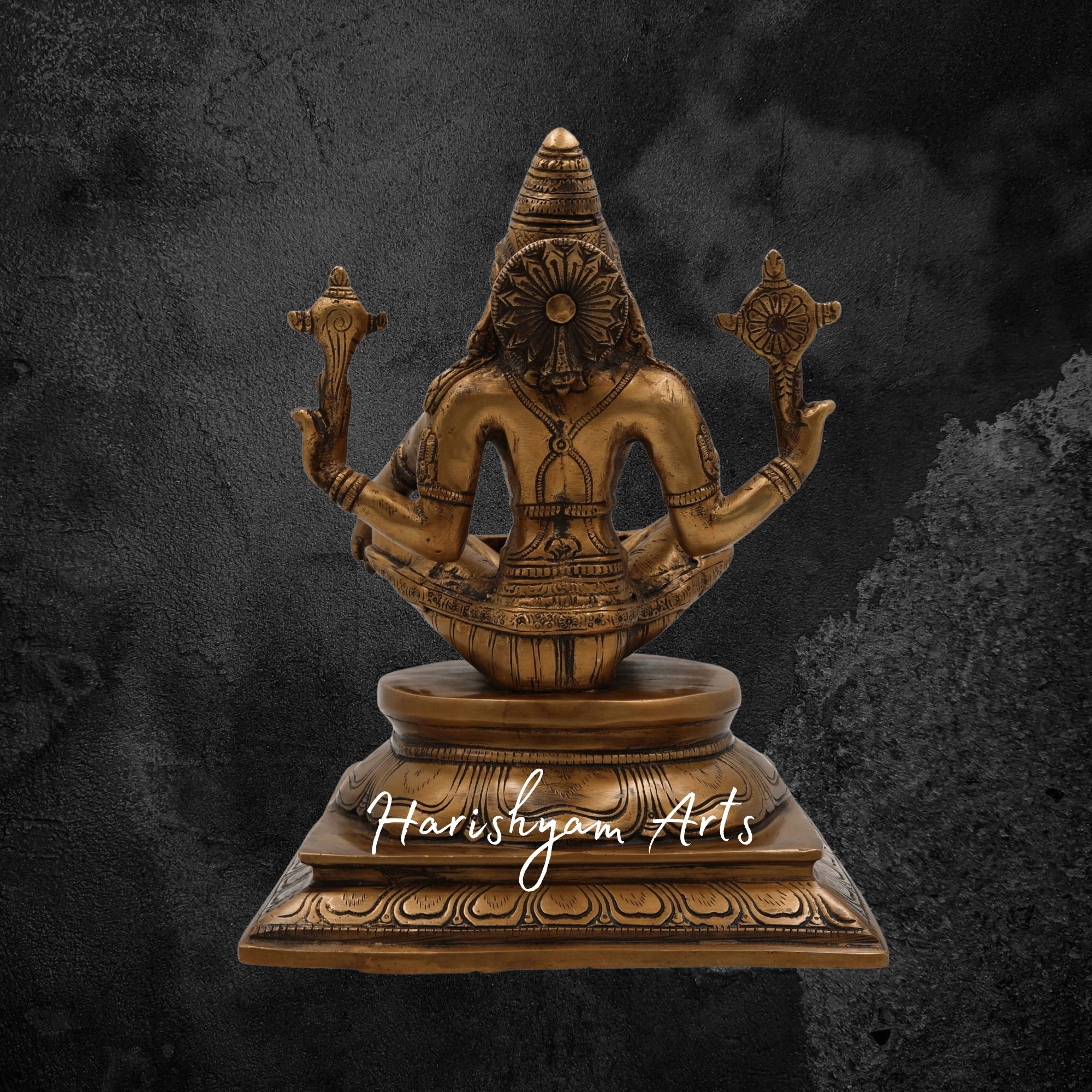 11" Antique Gold Brass Yog Narasimha Statue Meditative Pose of Lord Narasimha for Peace8