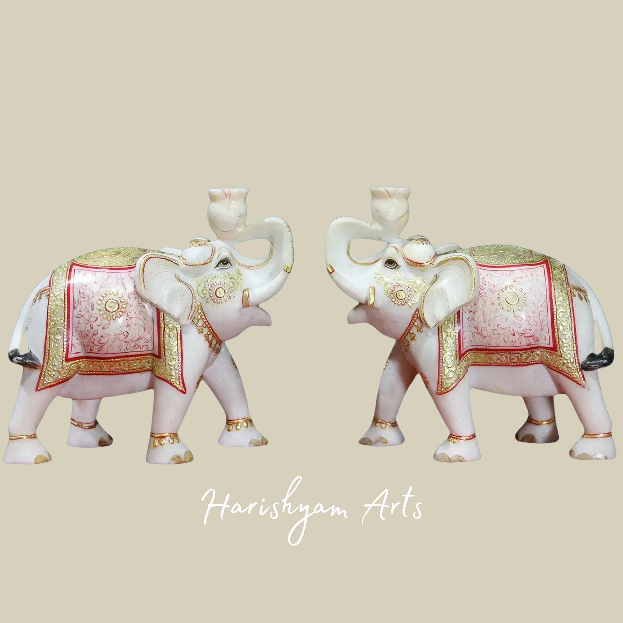 11" Classic White Makrana Marble Elephant Idol Handcrafted Showpiece