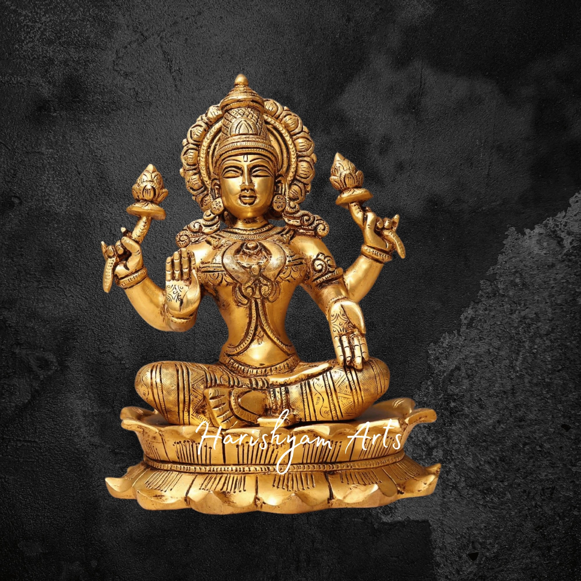 11" Elegant Brass Laxmi Idol Beautiful Statue for Home and Decor