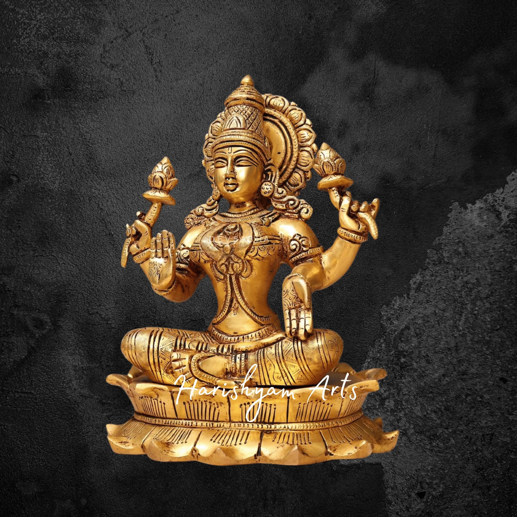 11" Elegant Brass Laxmi Idol Beautiful Statue for Home and Decor