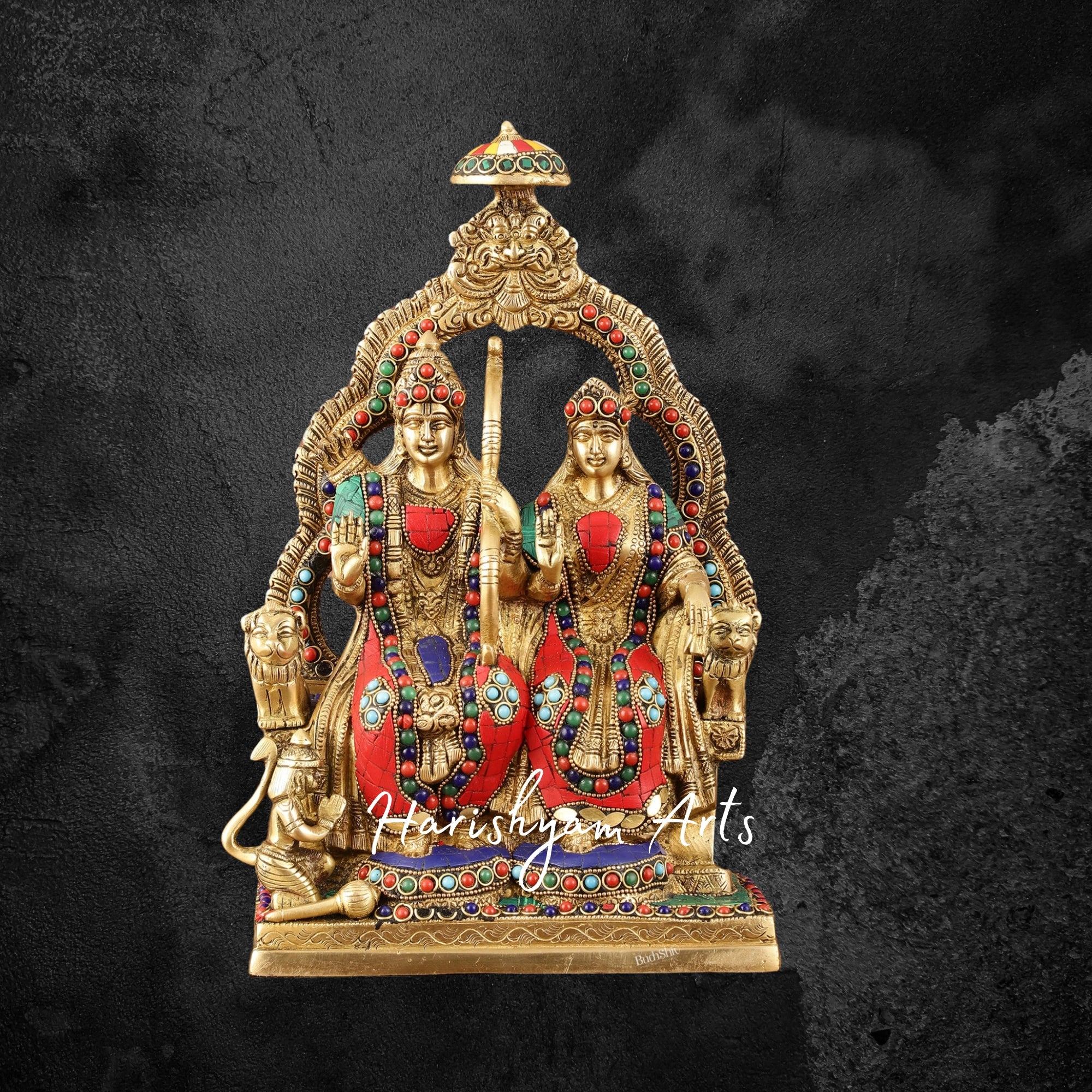 11" Handcrafted Brass Ram Darbar Idol with Intricate Detailing