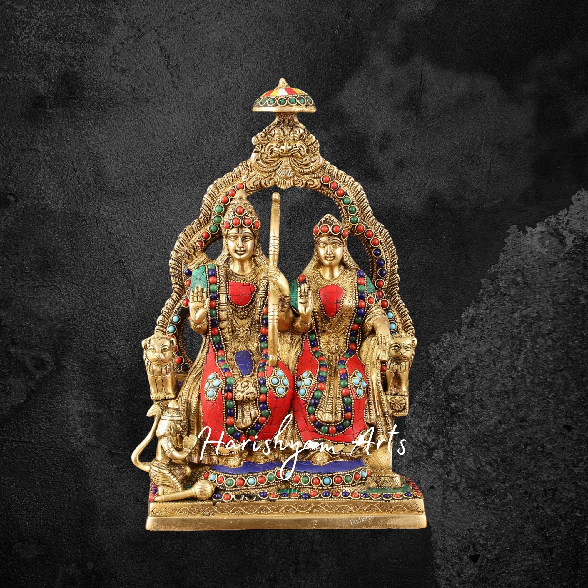 11" Handcrafted Brass Ram Darbar Idol with Intricate Detailing