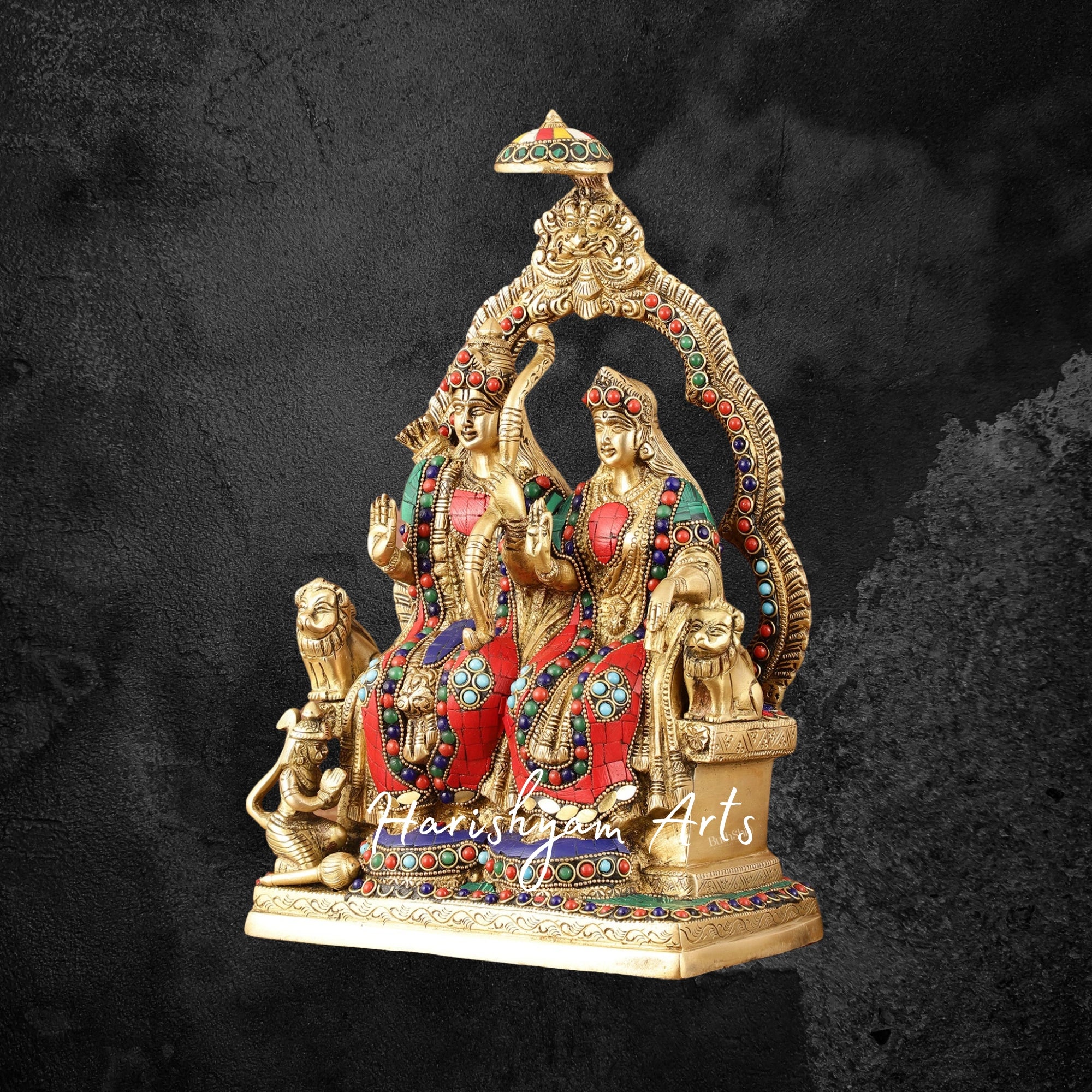 11" Handcrafted Brass Ram Darbar Idol with Intricate Detailing