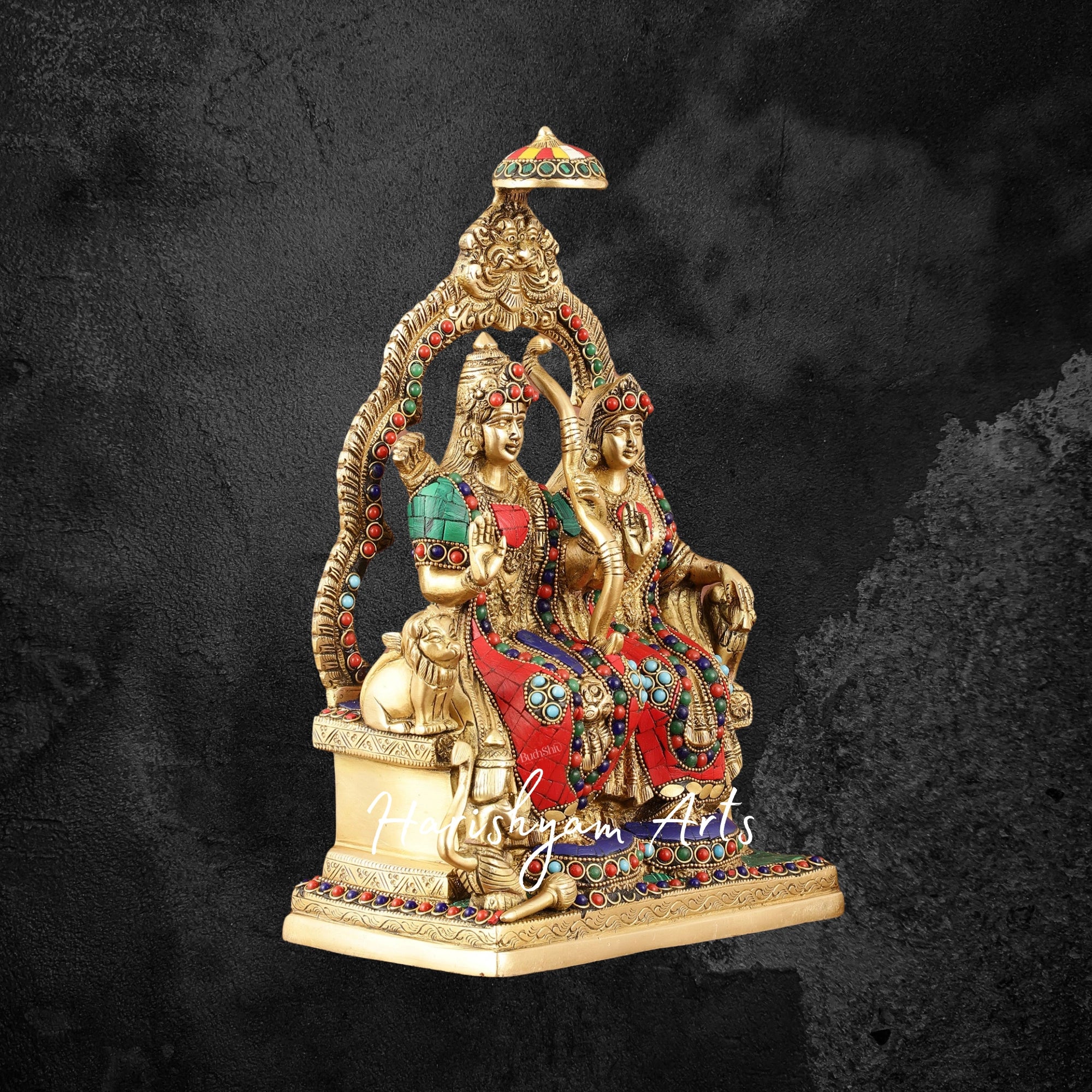 11" Handcrafted Brass Ram Darbar Idol with Intricate Detailing