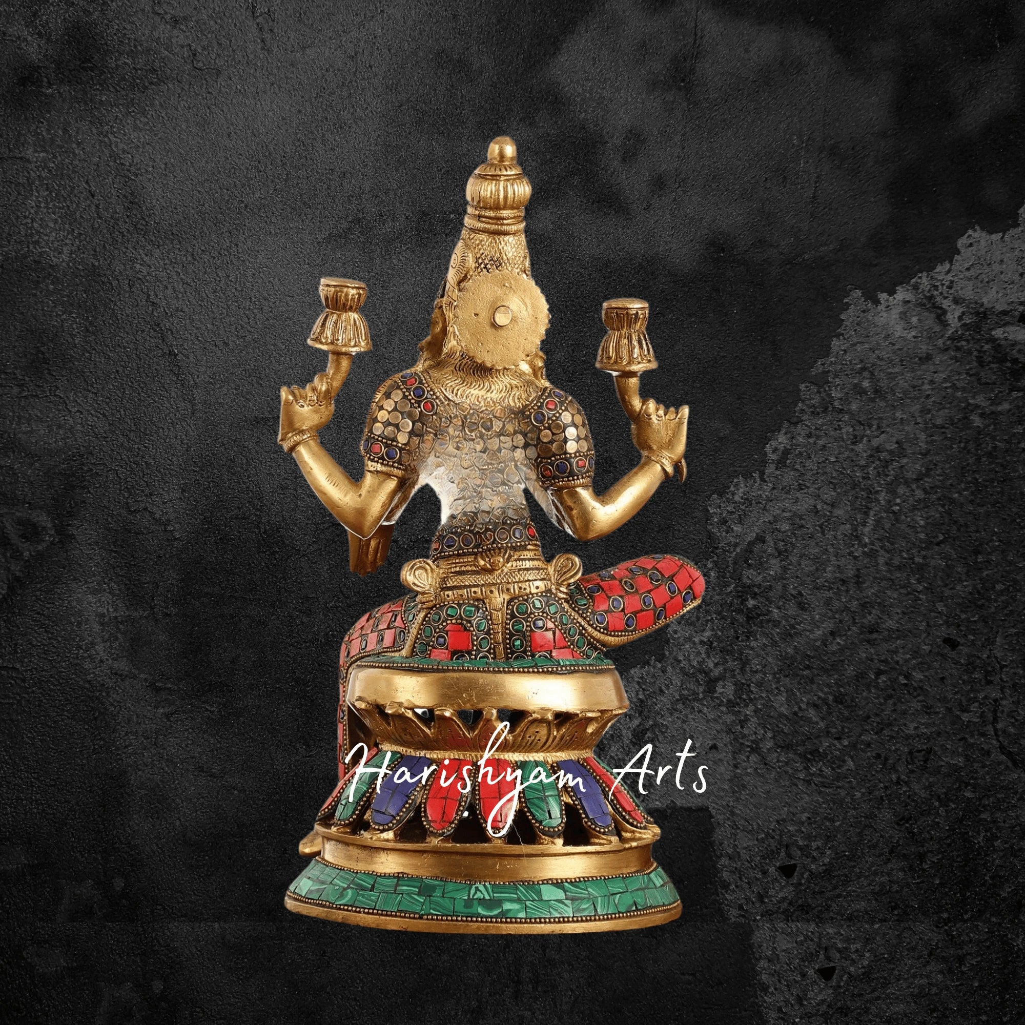 11" Handmade Goddess Laxmi Brass Murti for Home and Temple