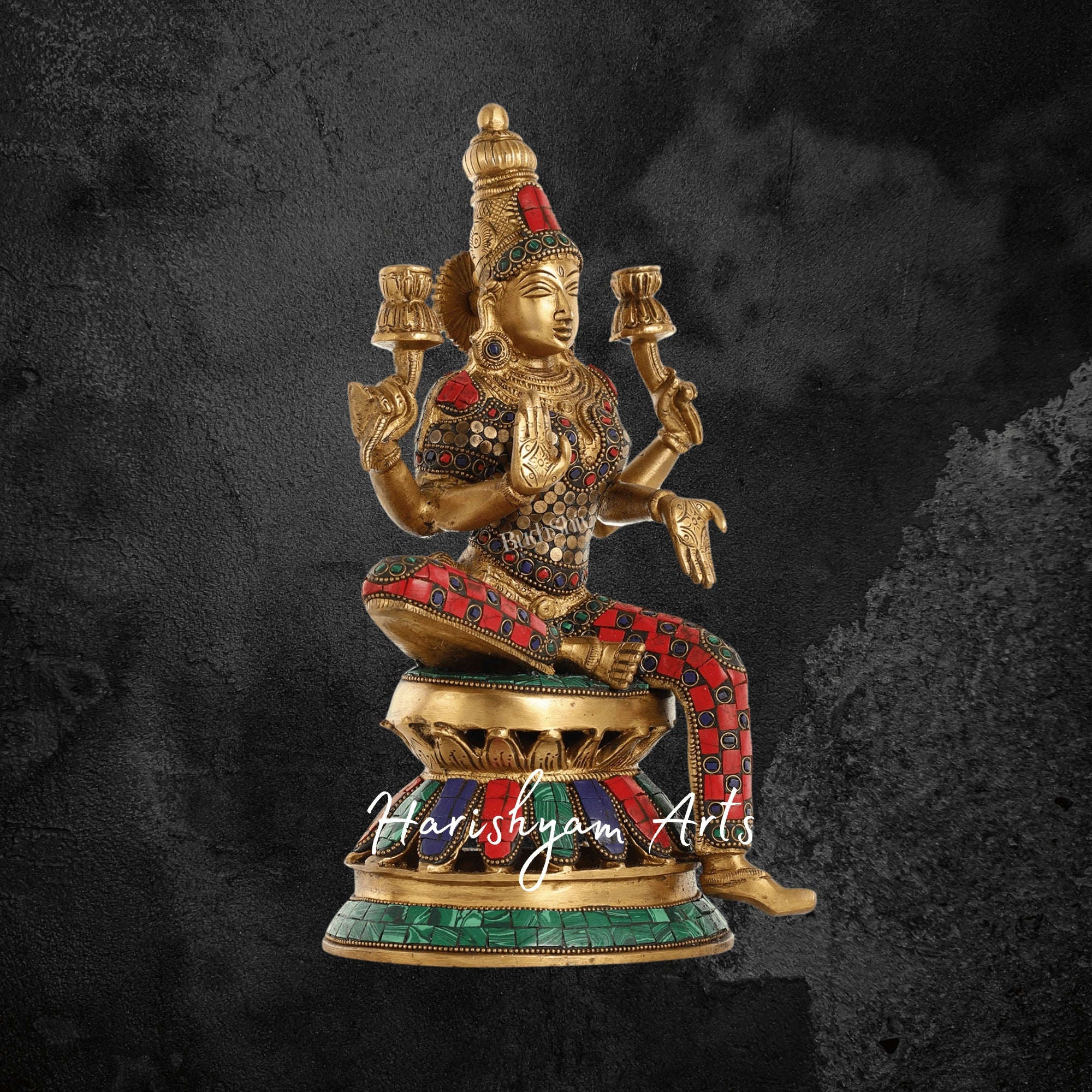 11" Handmade Goddess Laxmi Brass Murti for Home and Temple