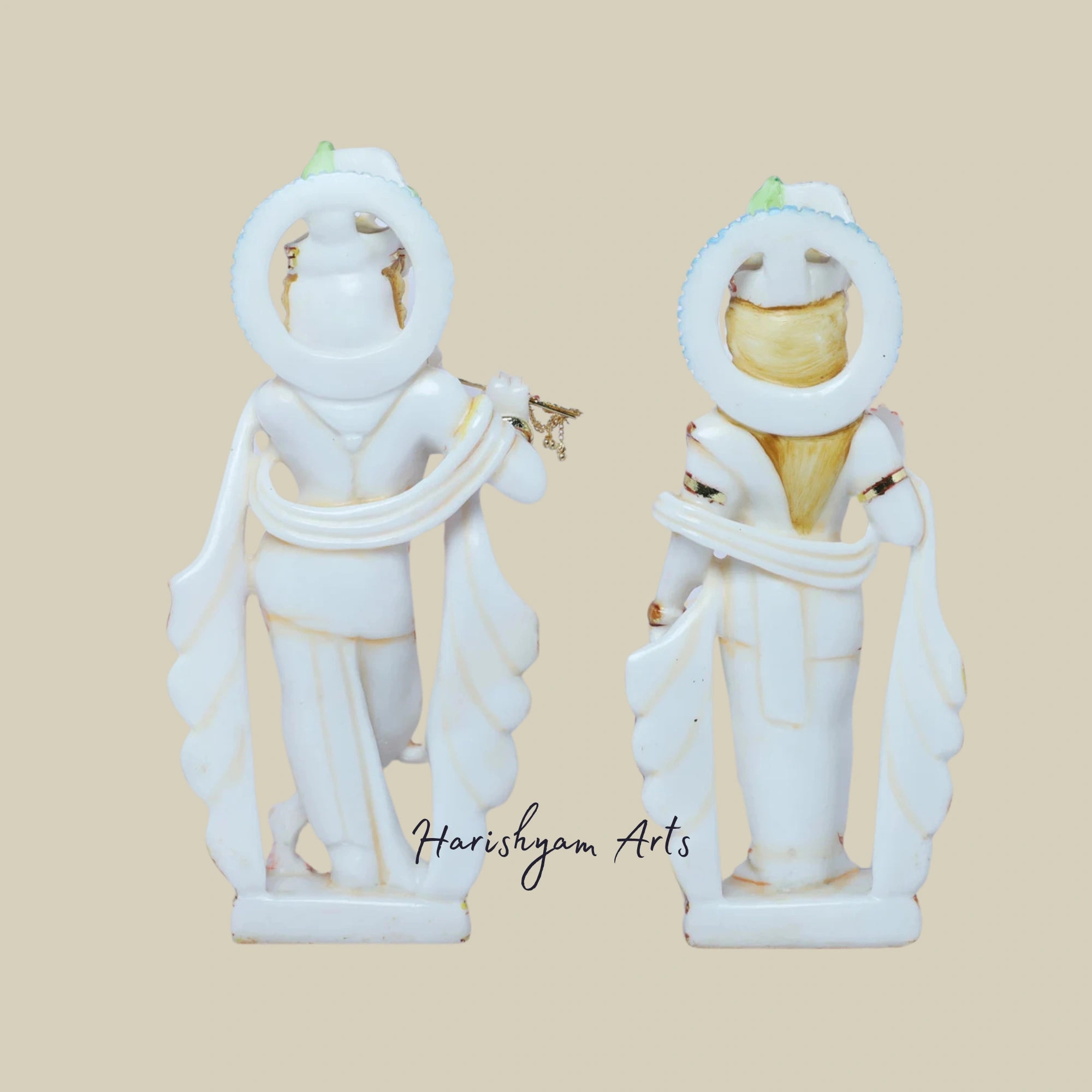 11" Intricately Designed Marble Radha Krishna Statue