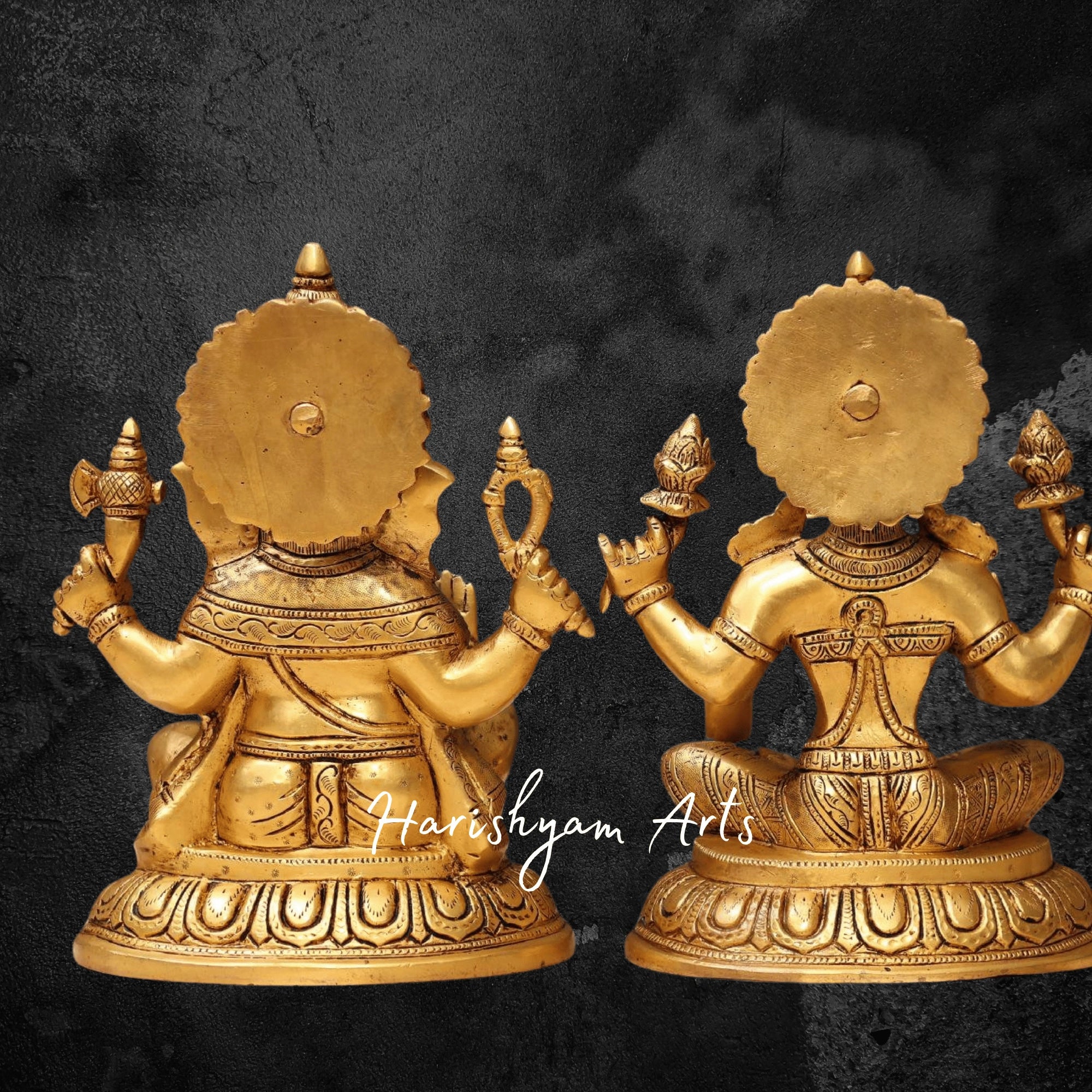 11" Lakshmi Ganesh Brass Murti with Intricate Design for Home2