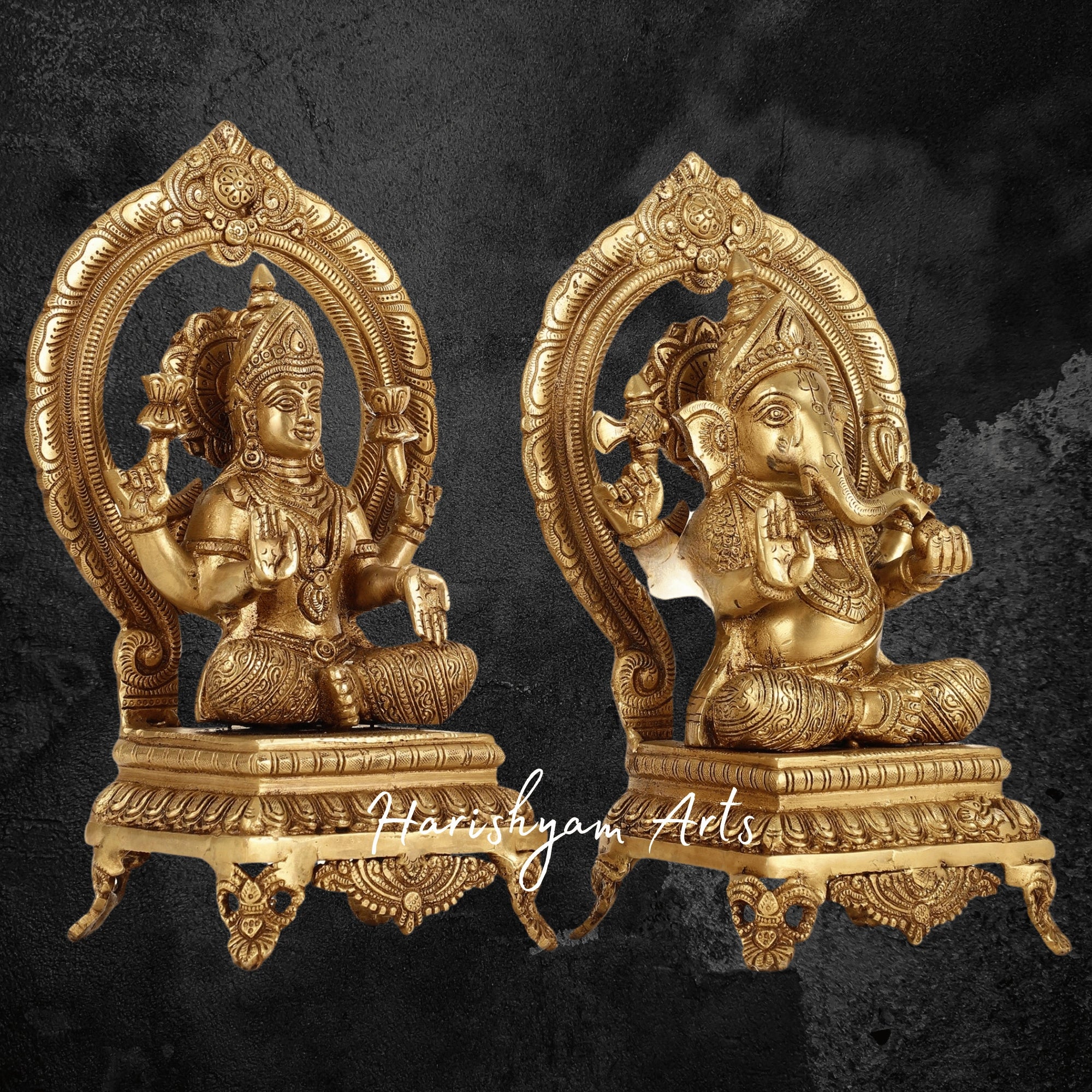 11" Laxmi Ganesh Brass Statue for Pooja Room and Festive Decor2