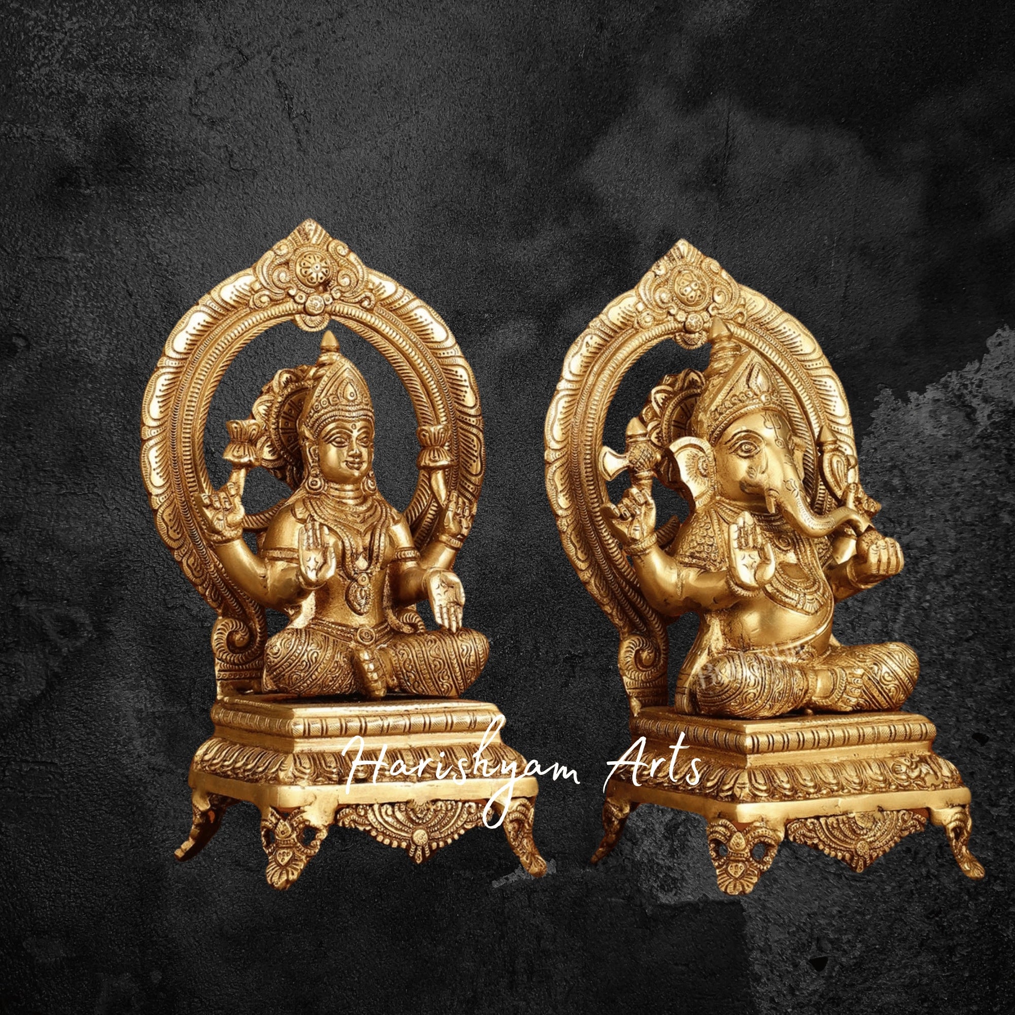 11" Laxmi Ganesh Brass Statue for Pooja Room and Festive Decor3