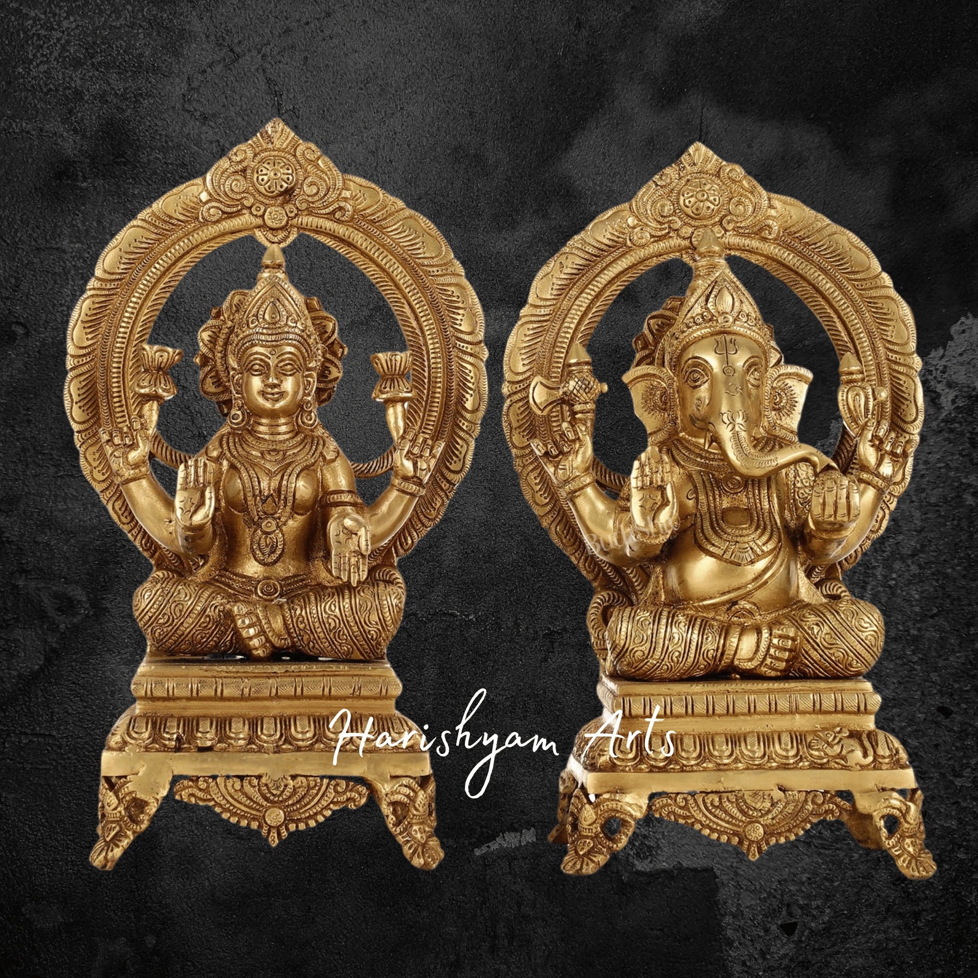 11" Laxmi Ganesh Brass Statue for Pooja Room and Festive Decor6