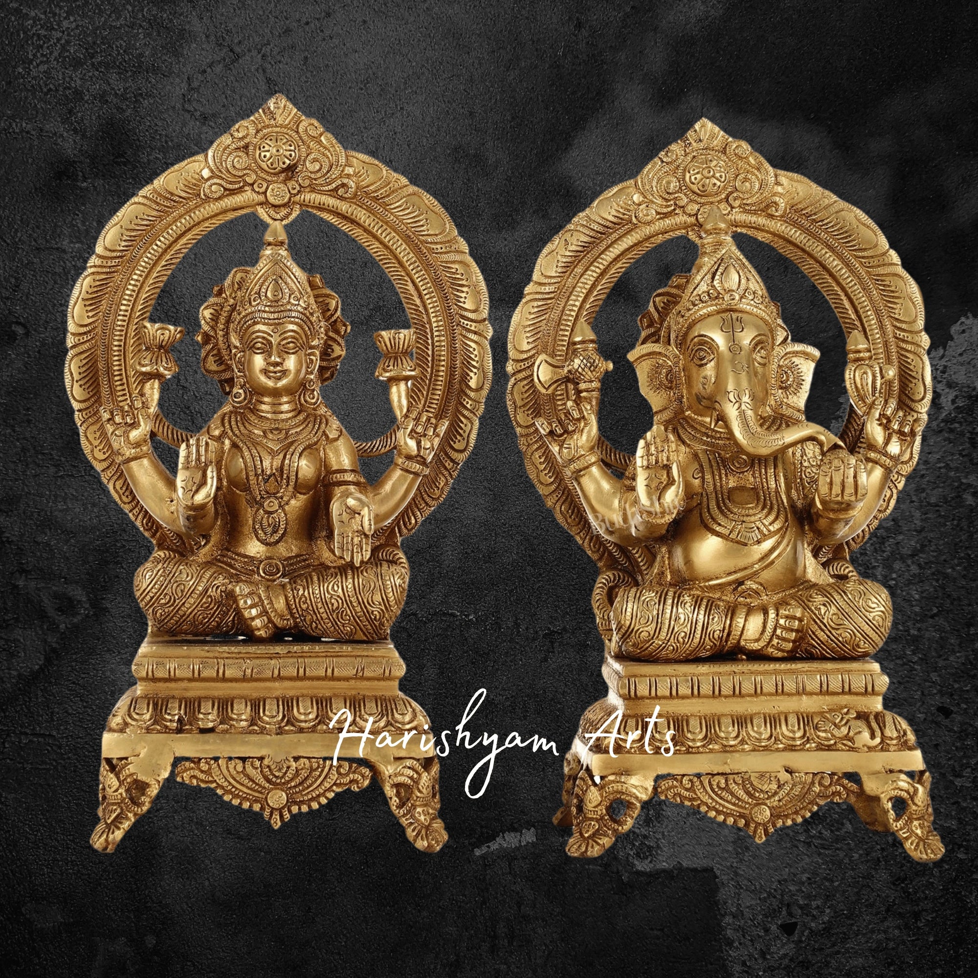 11" Laxmi Ganesh Brass Statue for Pooja Room and Festive Decor7