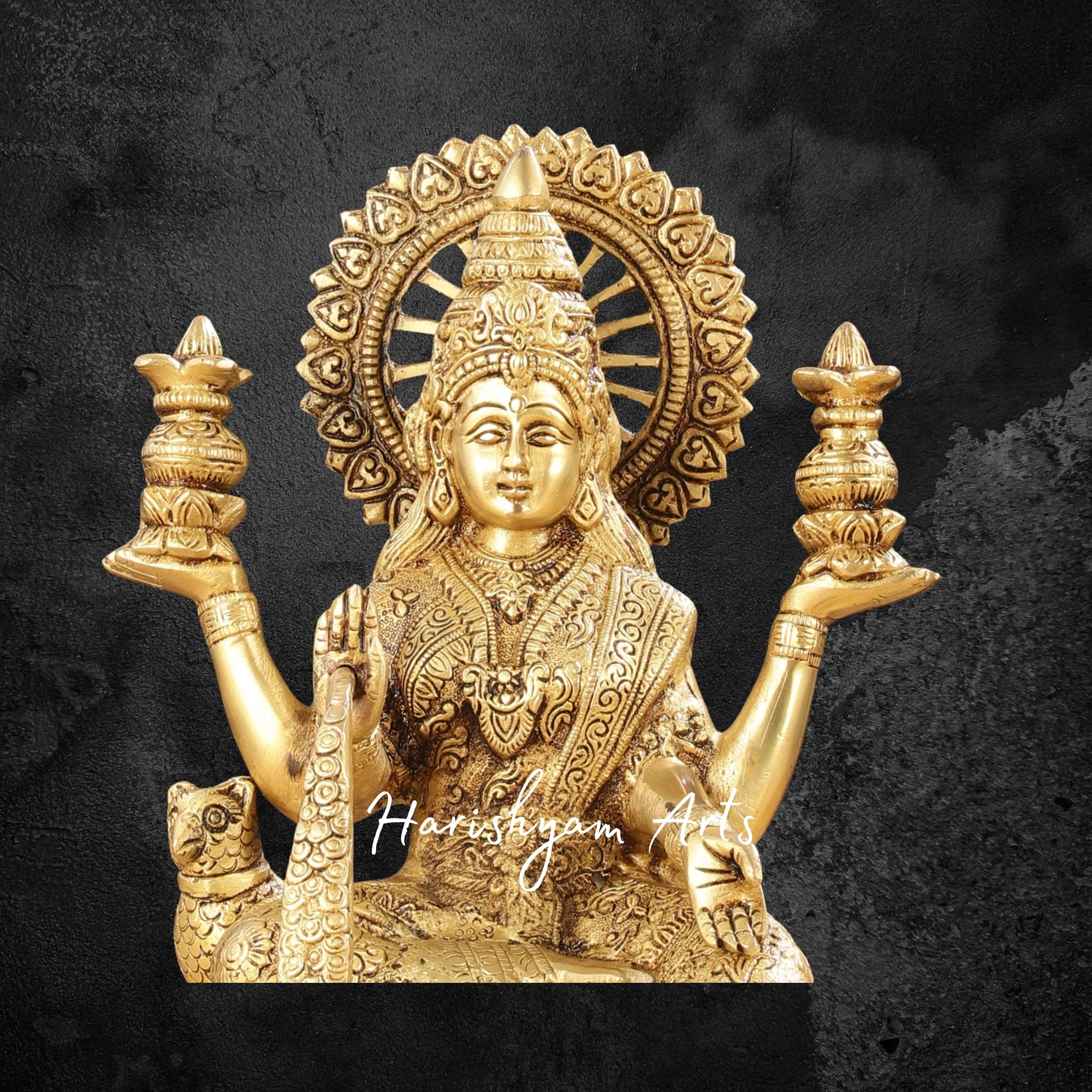11" Pure Brass Dhan Lakshmi Idol for Wealth and Prosperity Blessings