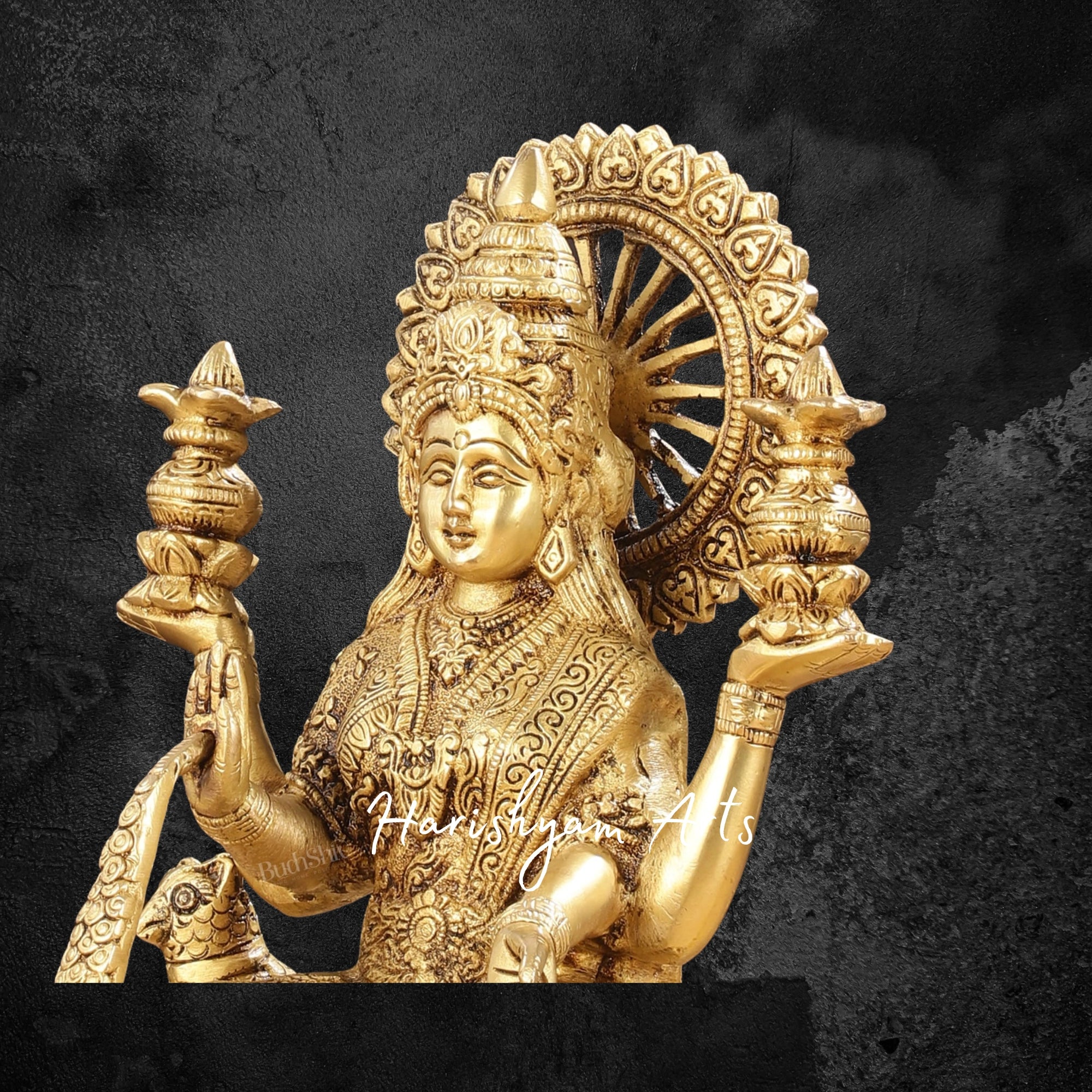 11" Pure Brass Dhan Lakshmi Idol for Wealth and Prosperity Blessings1