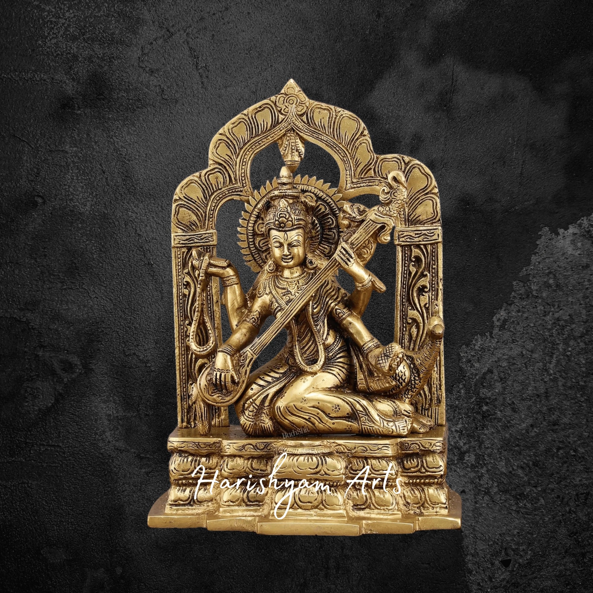 11" Sacred Brass Idol of Maa Saraswati for Puja Room and Educational Success