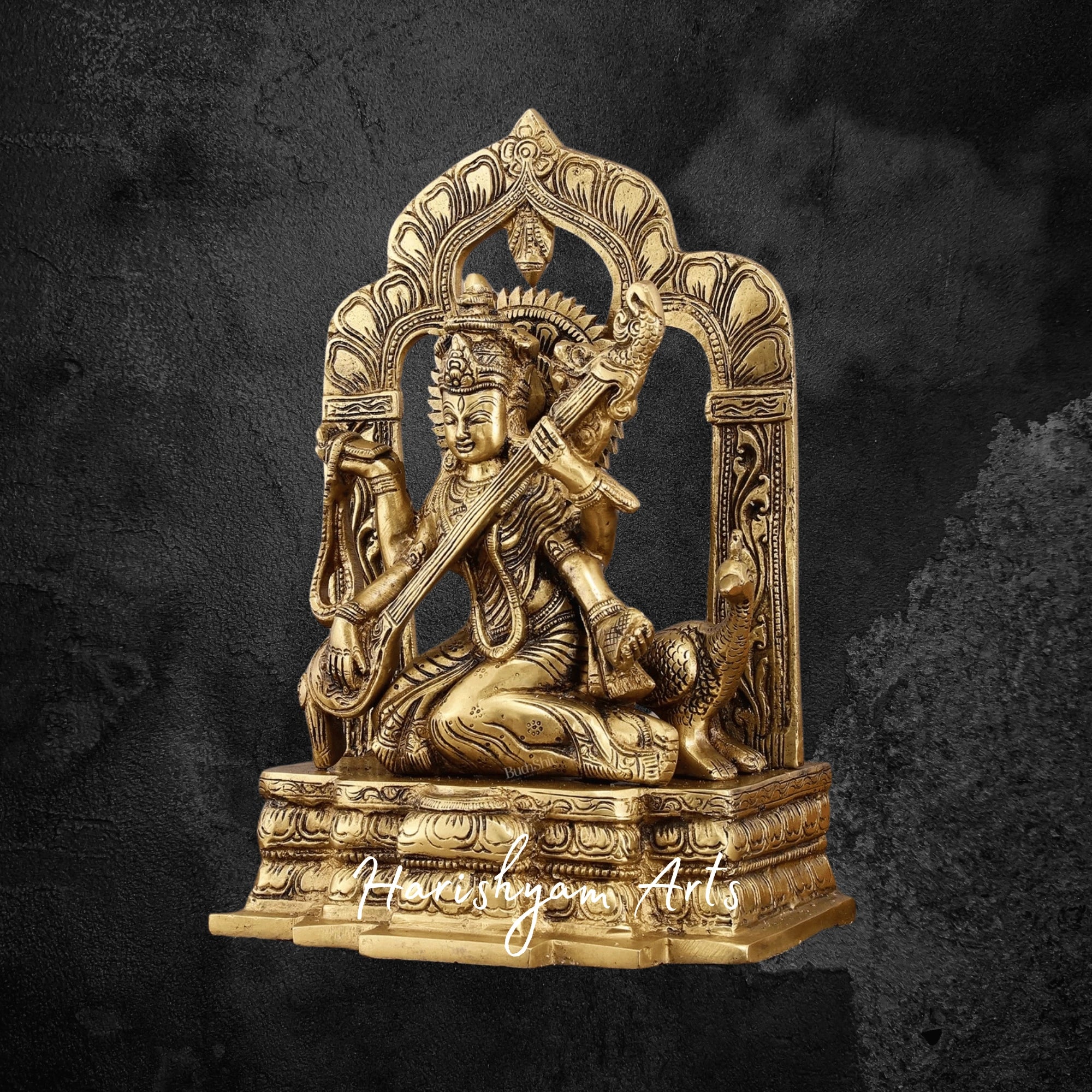 11" Sacred Brass Idol of Maa Saraswati for Puja Room and Educational Success
