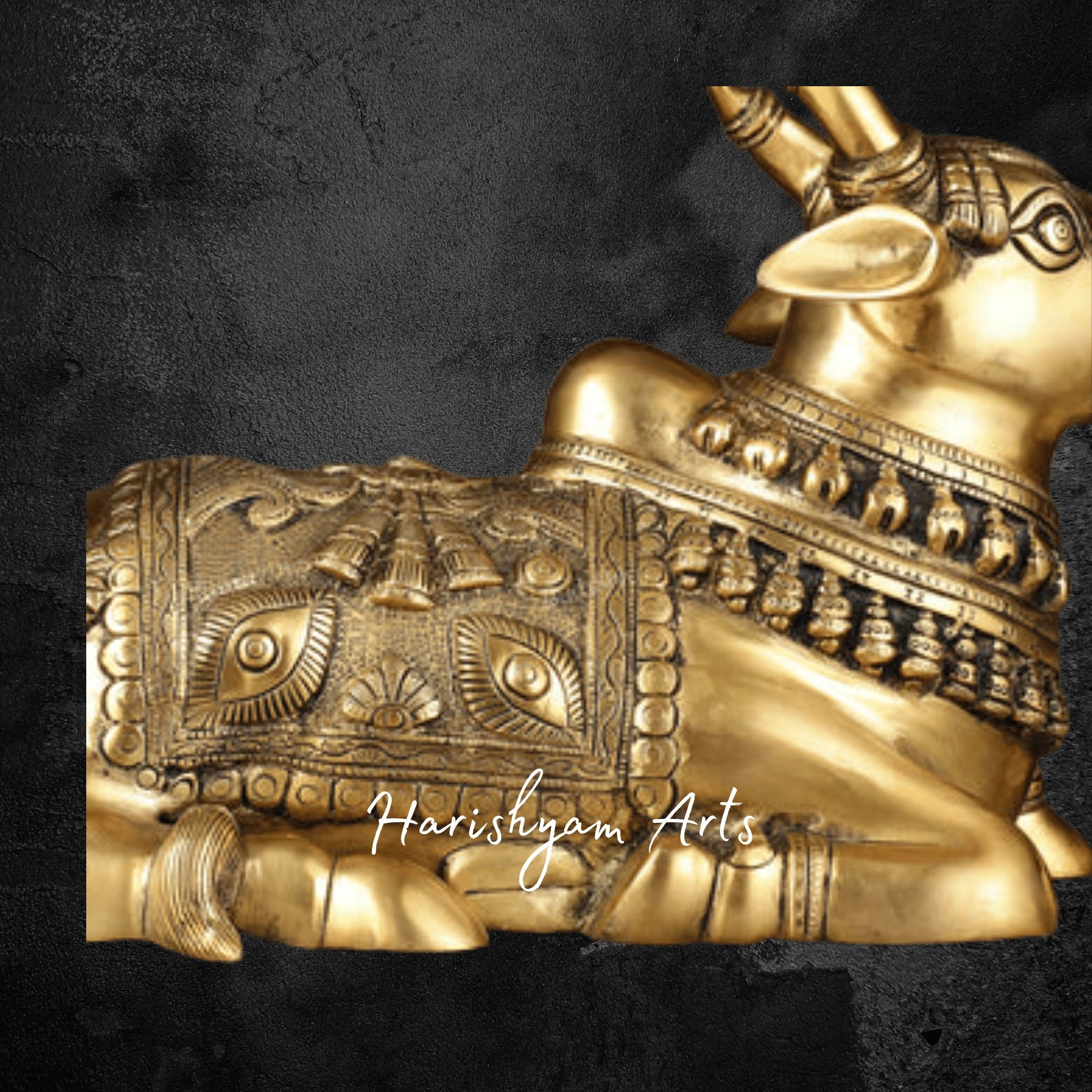 11" Superfine Pure Brass Nandi Idol with Enhanced Carved Details