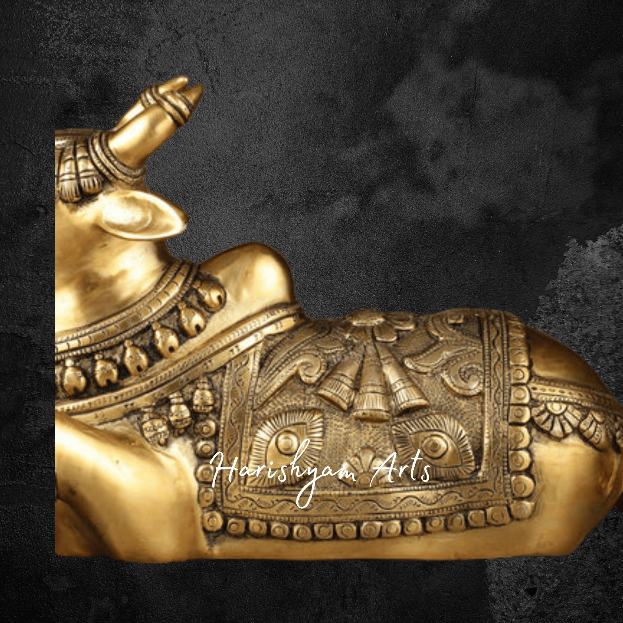 11" Superfine Pure Brass Nandi Idol with Enhanced Carved Details