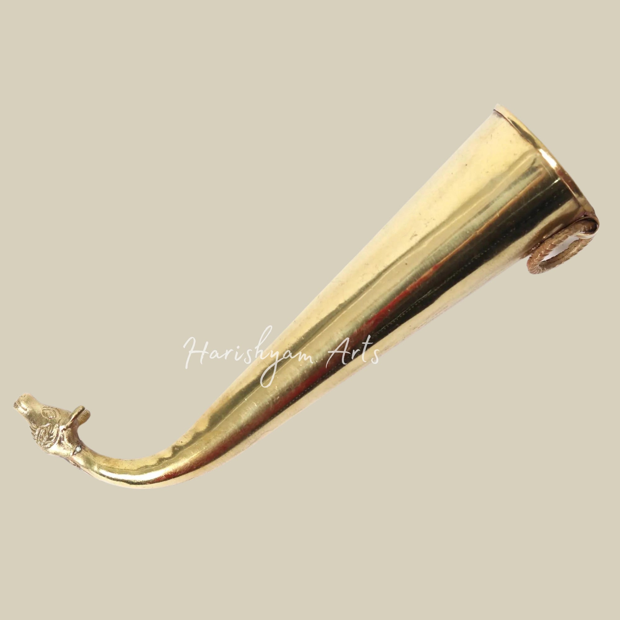 11" Brass Nandi Horn for Shiva Linga Abhisheka | Gaumukhi Shringi Pot