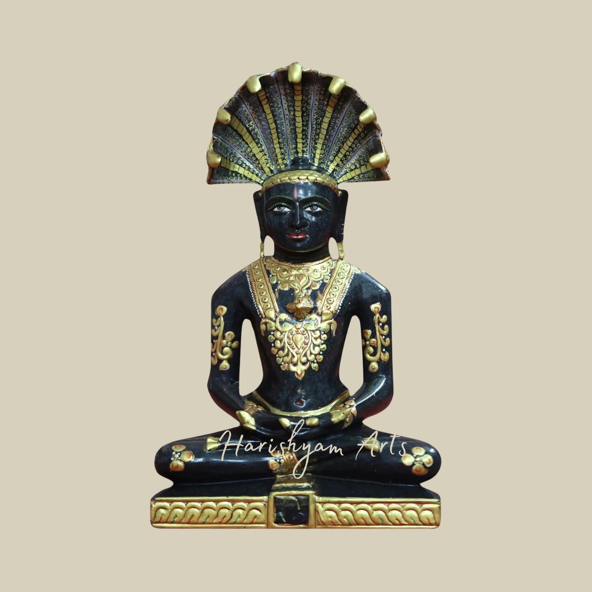 11" Lord Parshwanath Statue in Black Marble