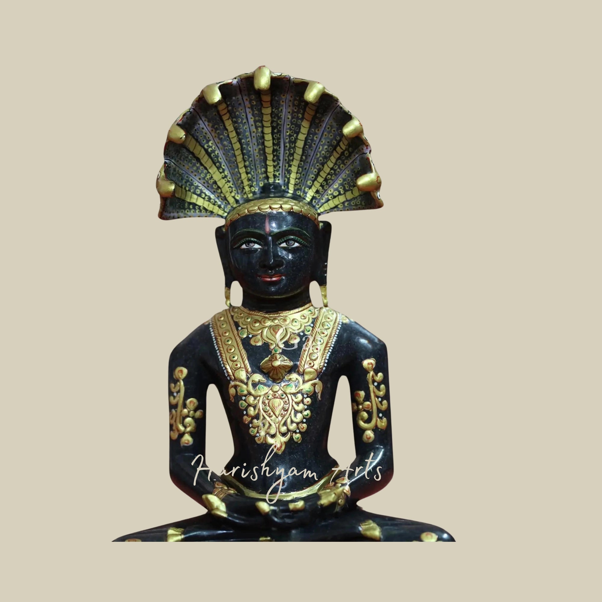 11" Lord Parshwanath Statue in Black Marble1