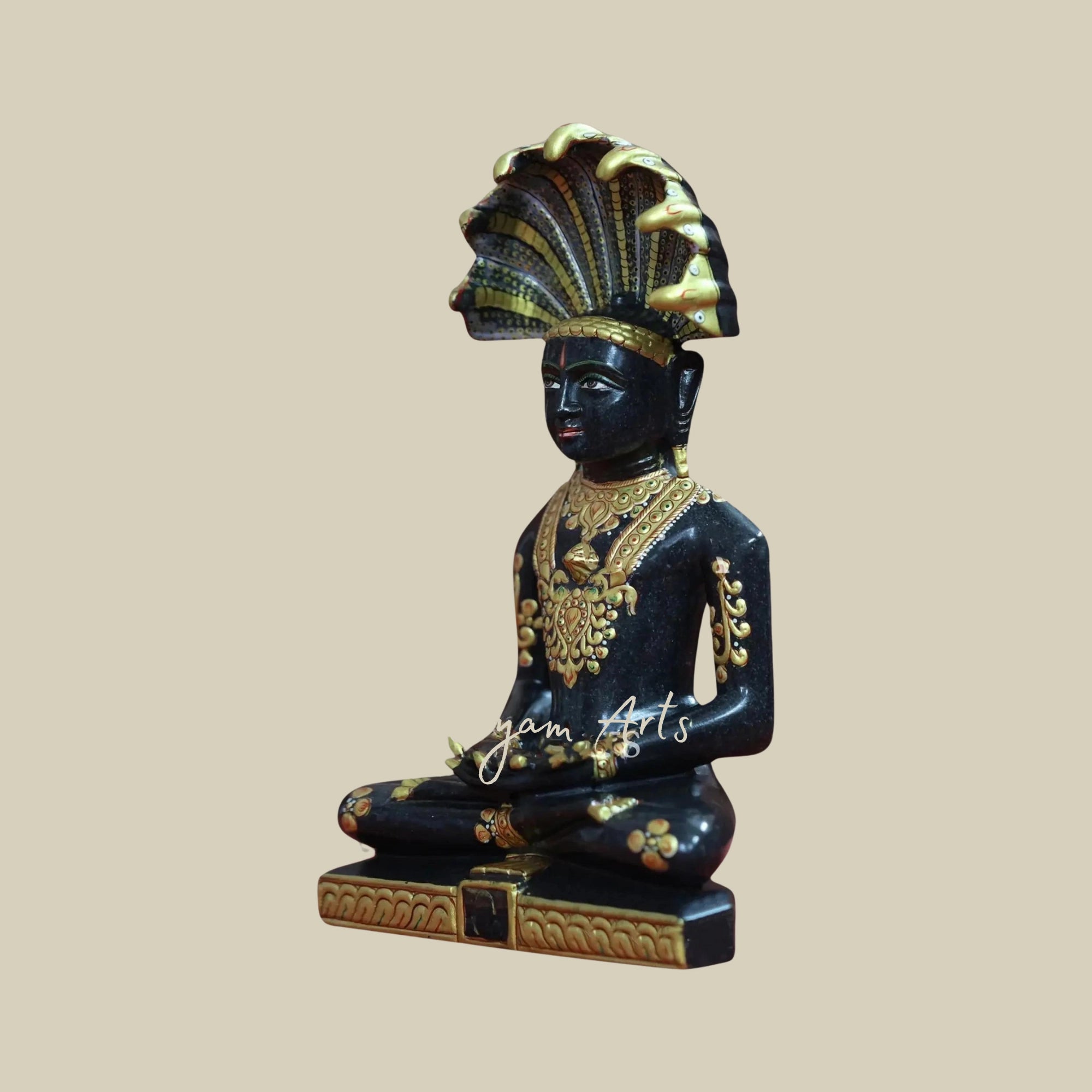 11" Lord Parshwanath Statue in Black Marble2