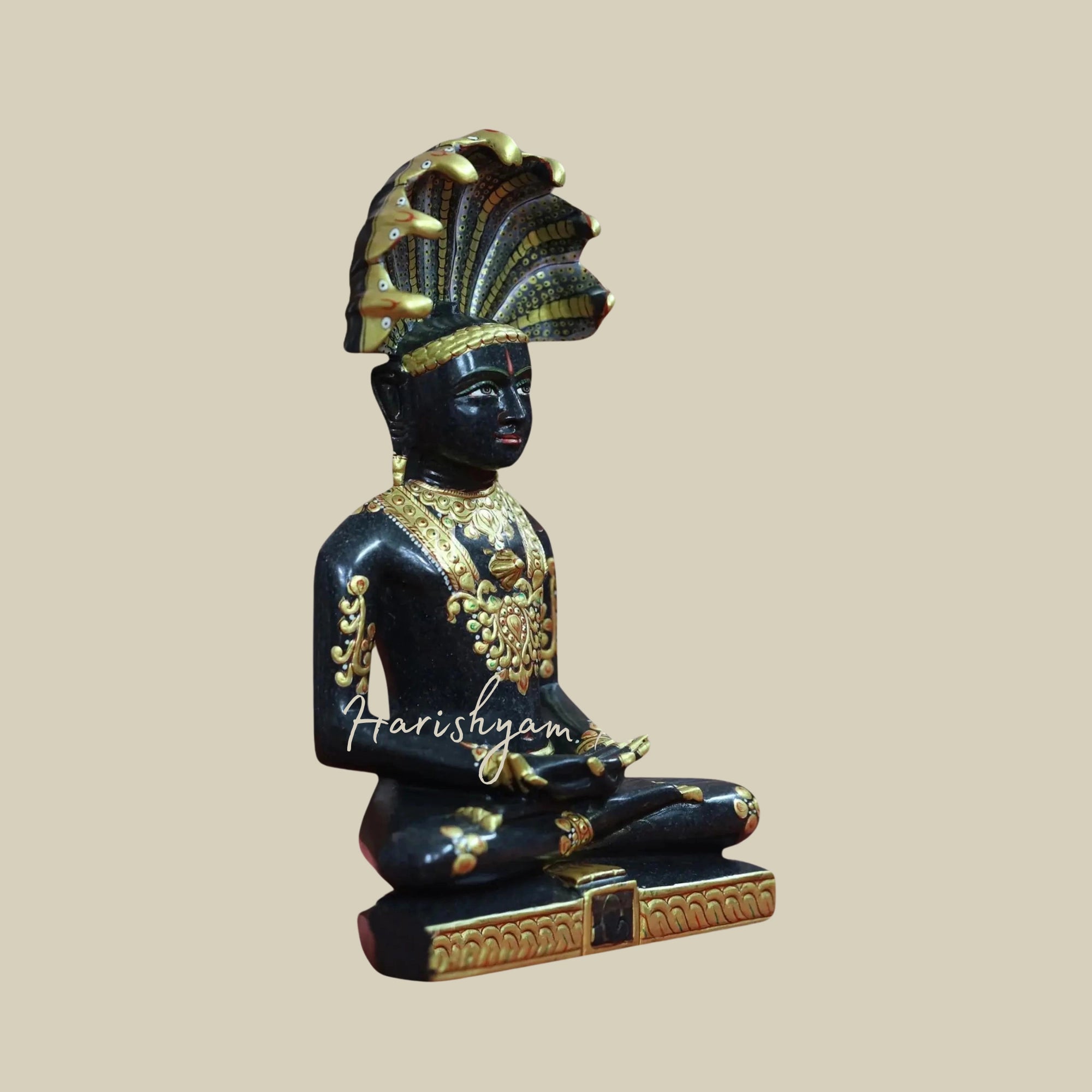 11" Lord Parshwanath Statue in Black Marble3